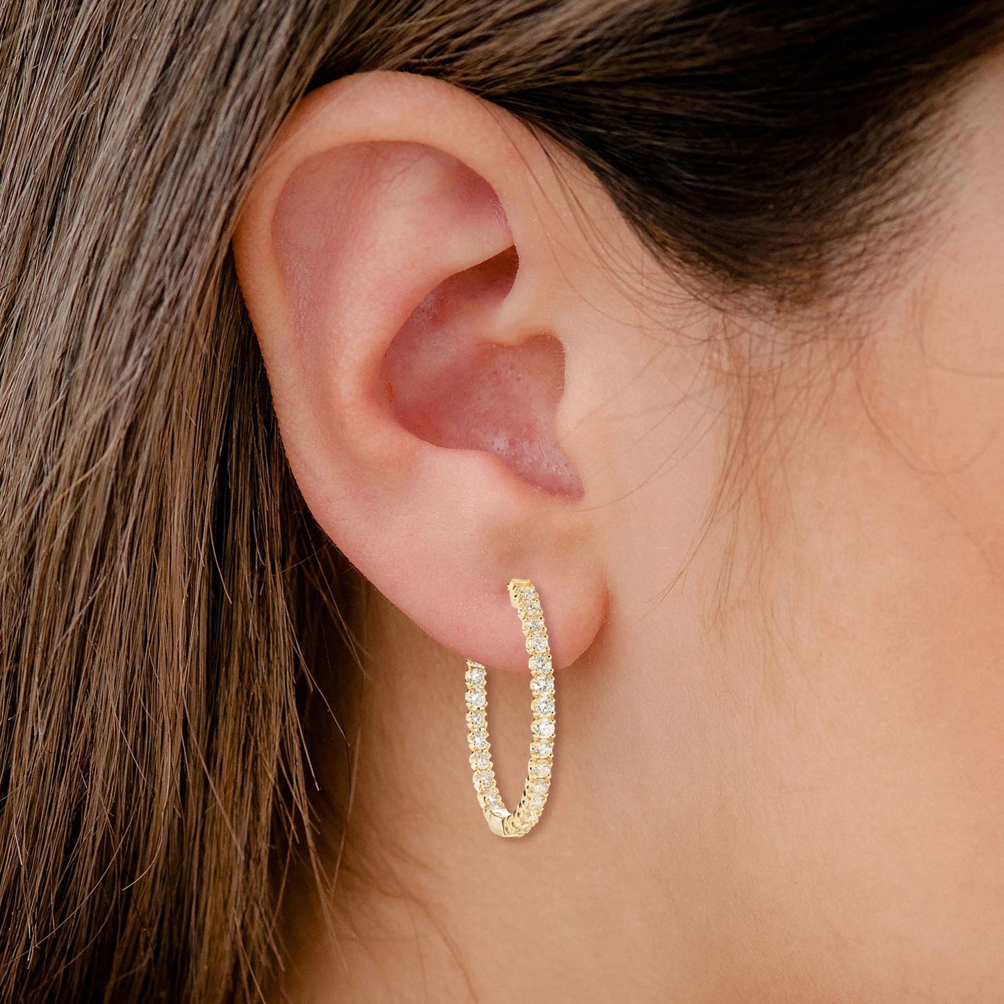 4pt Diamond Inside Outside Hoop Earrings