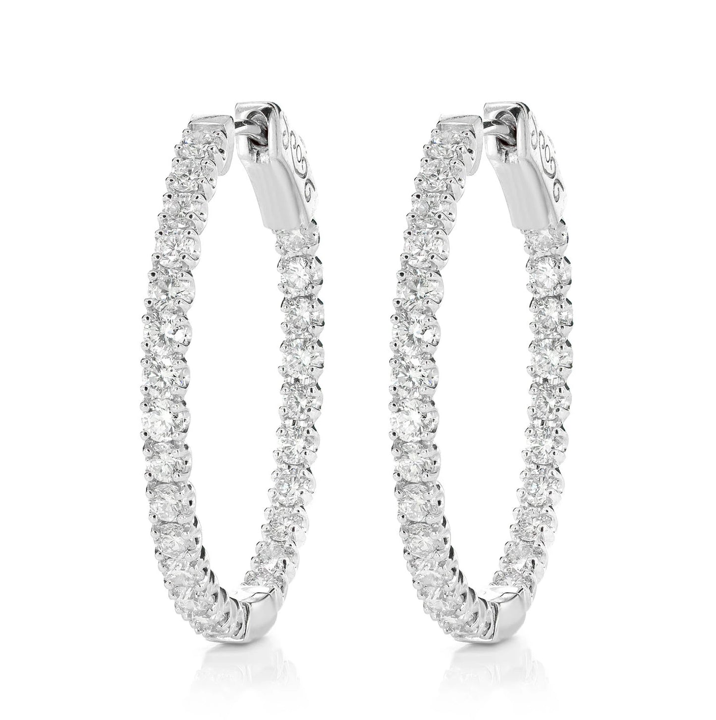 4pt Diamond Inside Outside Hoop Earrings