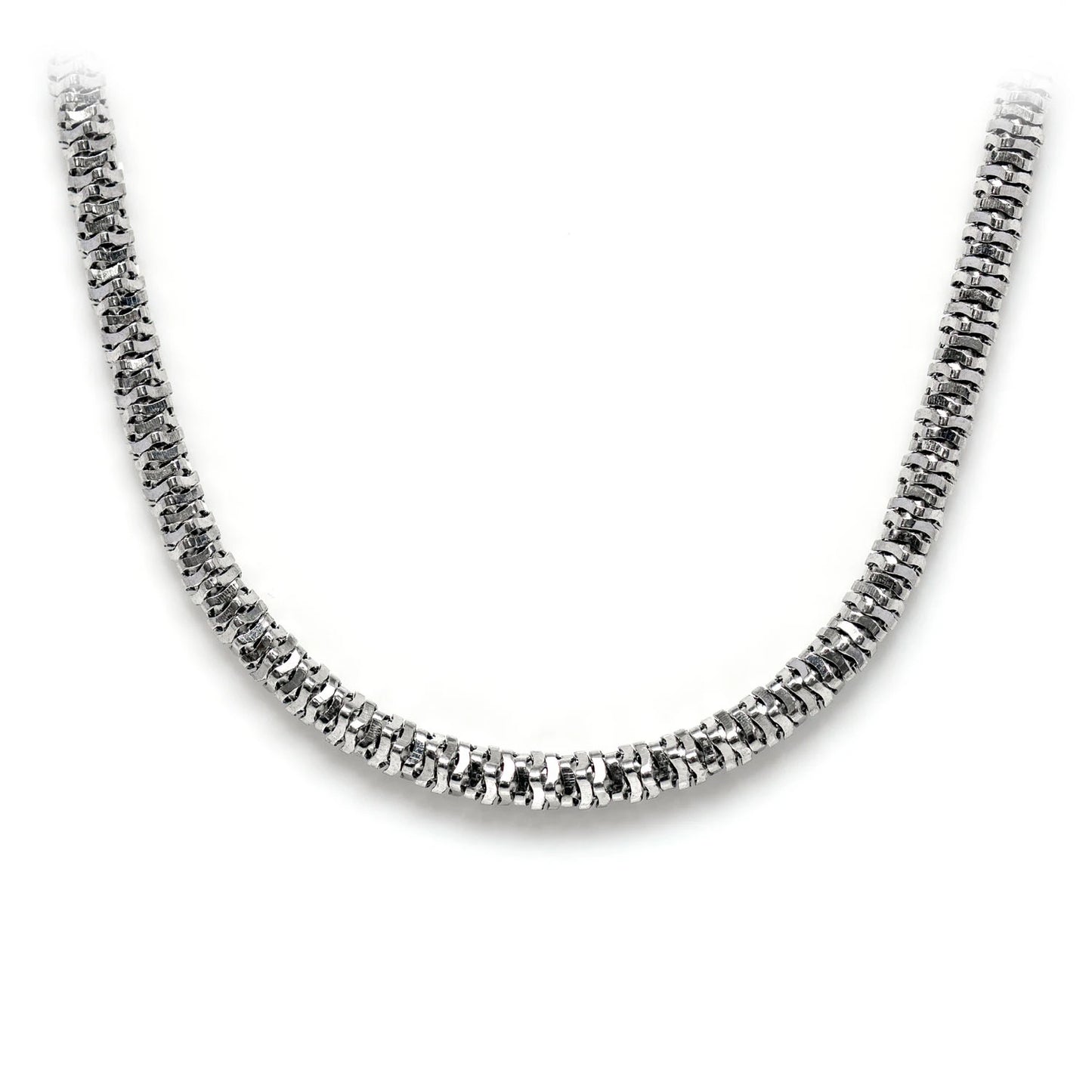 Sterling Silver Rounded Jenga Chain in 925 sterling silver, front view