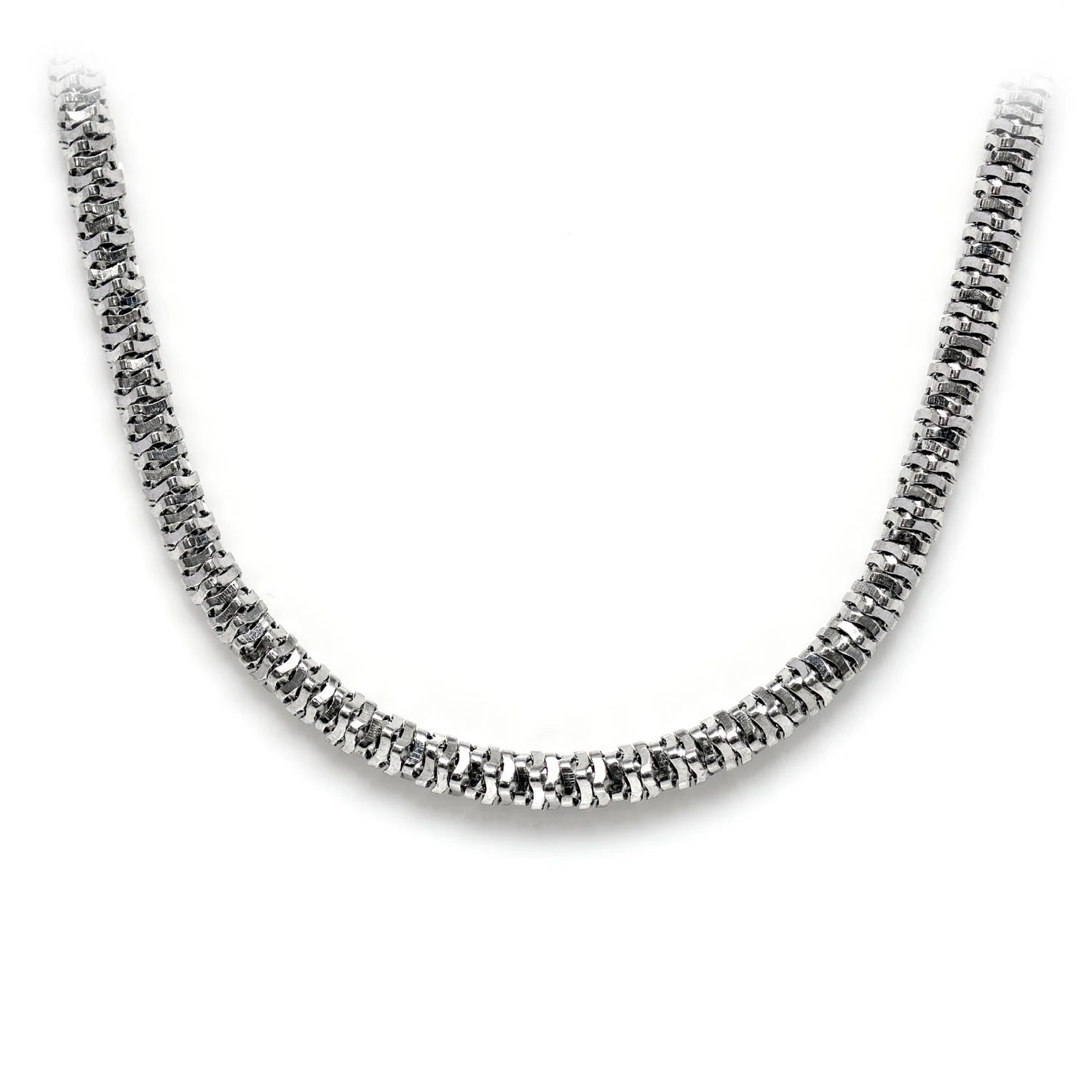 Sterling Silver Rounded Jenga Chain in 925 sterling silver, front view