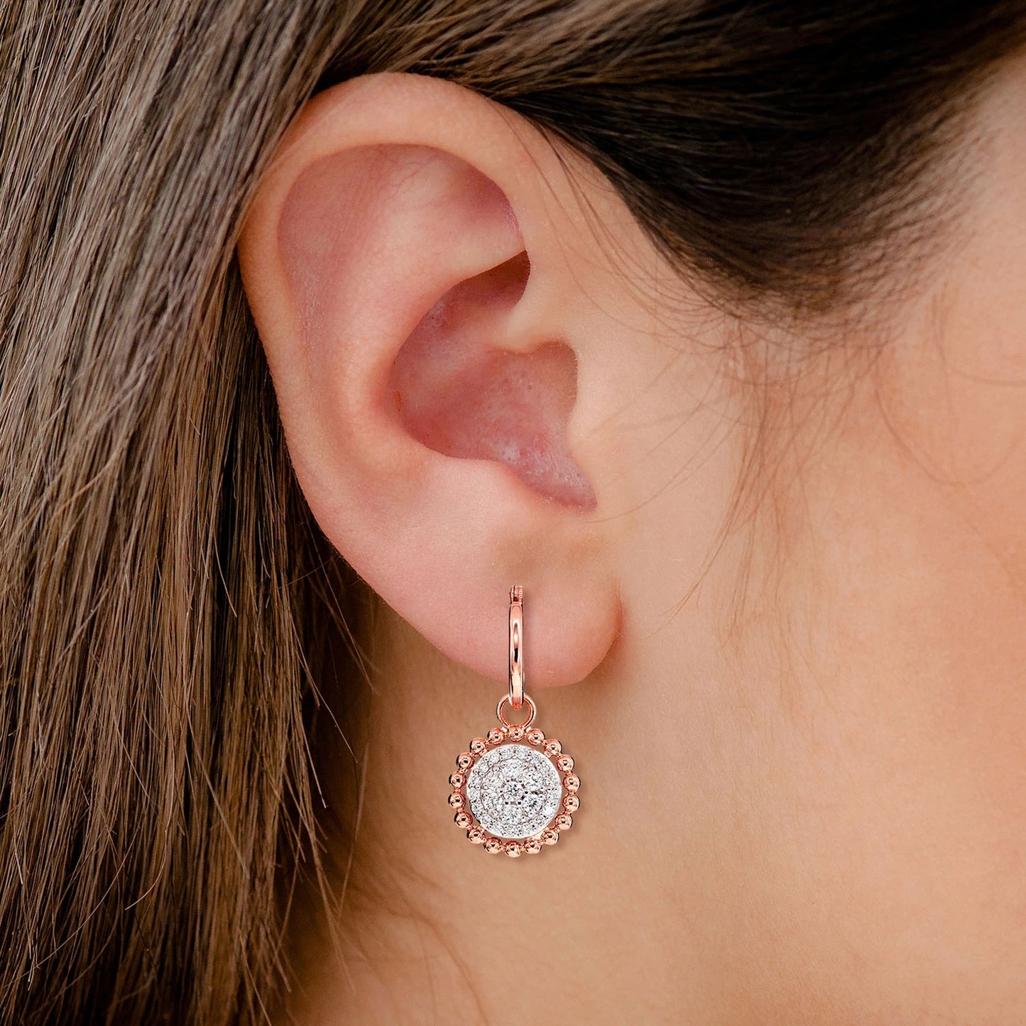 Dangling Diamond Halo Cluster Earrings