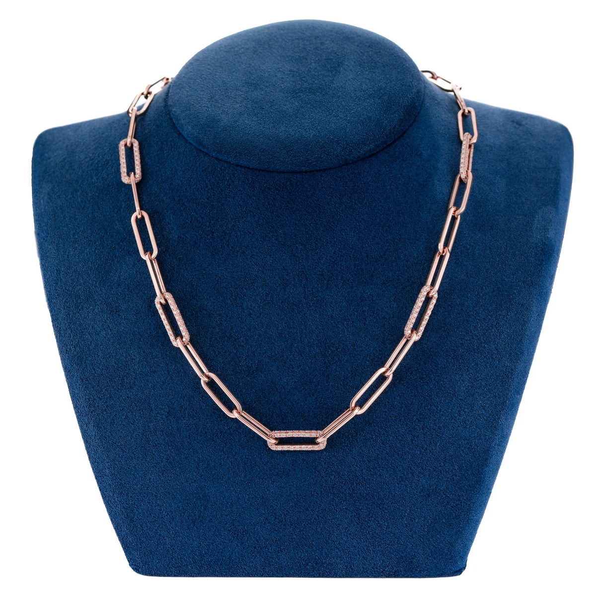 Alternating Elongated Diamond Rolo Link 17.5in Necklace