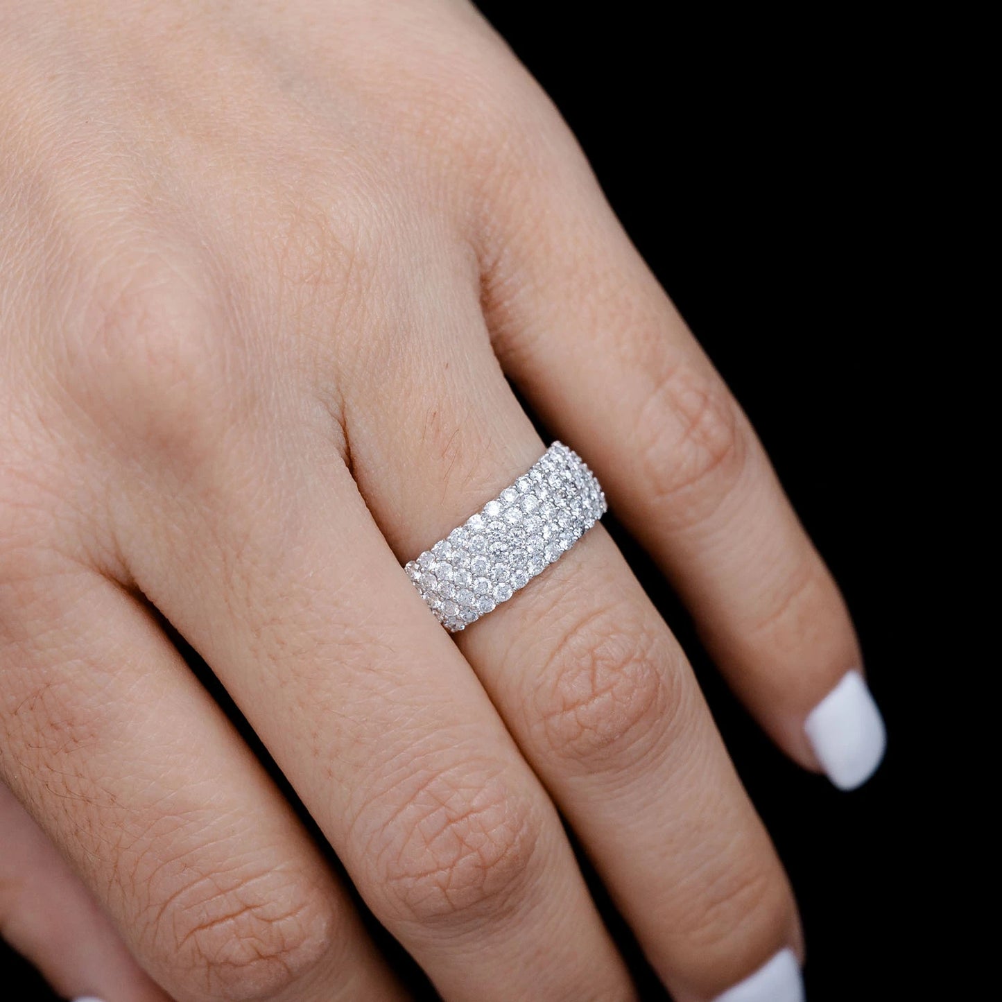 Five Row Bubbly Diamond Band Ring