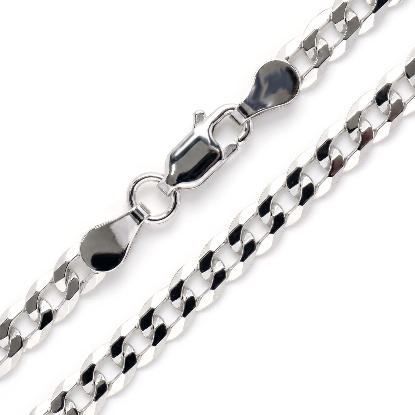 Sterling Silver Flat Curb Chain in 925 sterling silver, 5mm width, alternate view 2