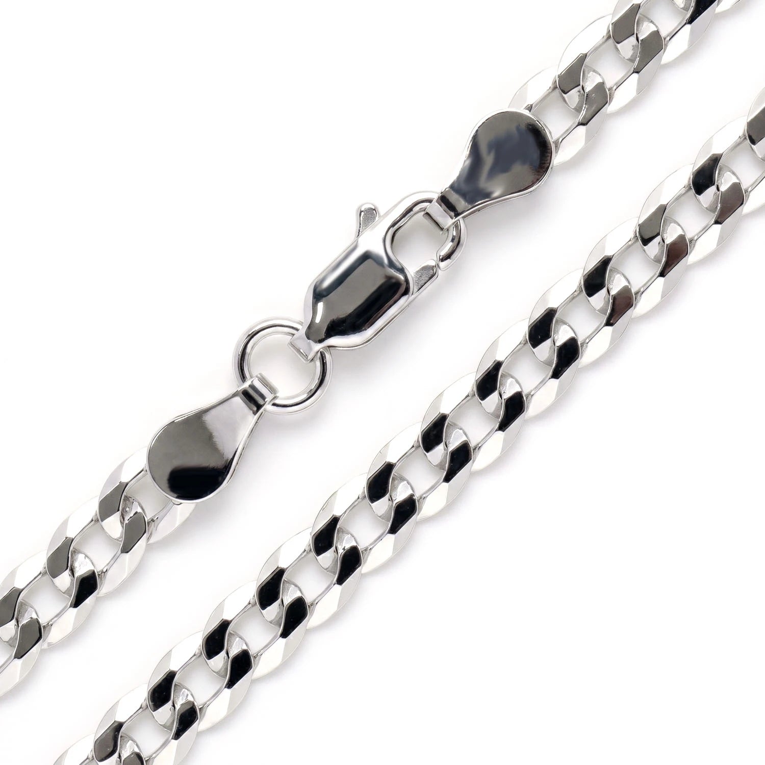 Sterling Silver Flat Curb Chain in 925 sterling silver, 5mm width, alternate view 2