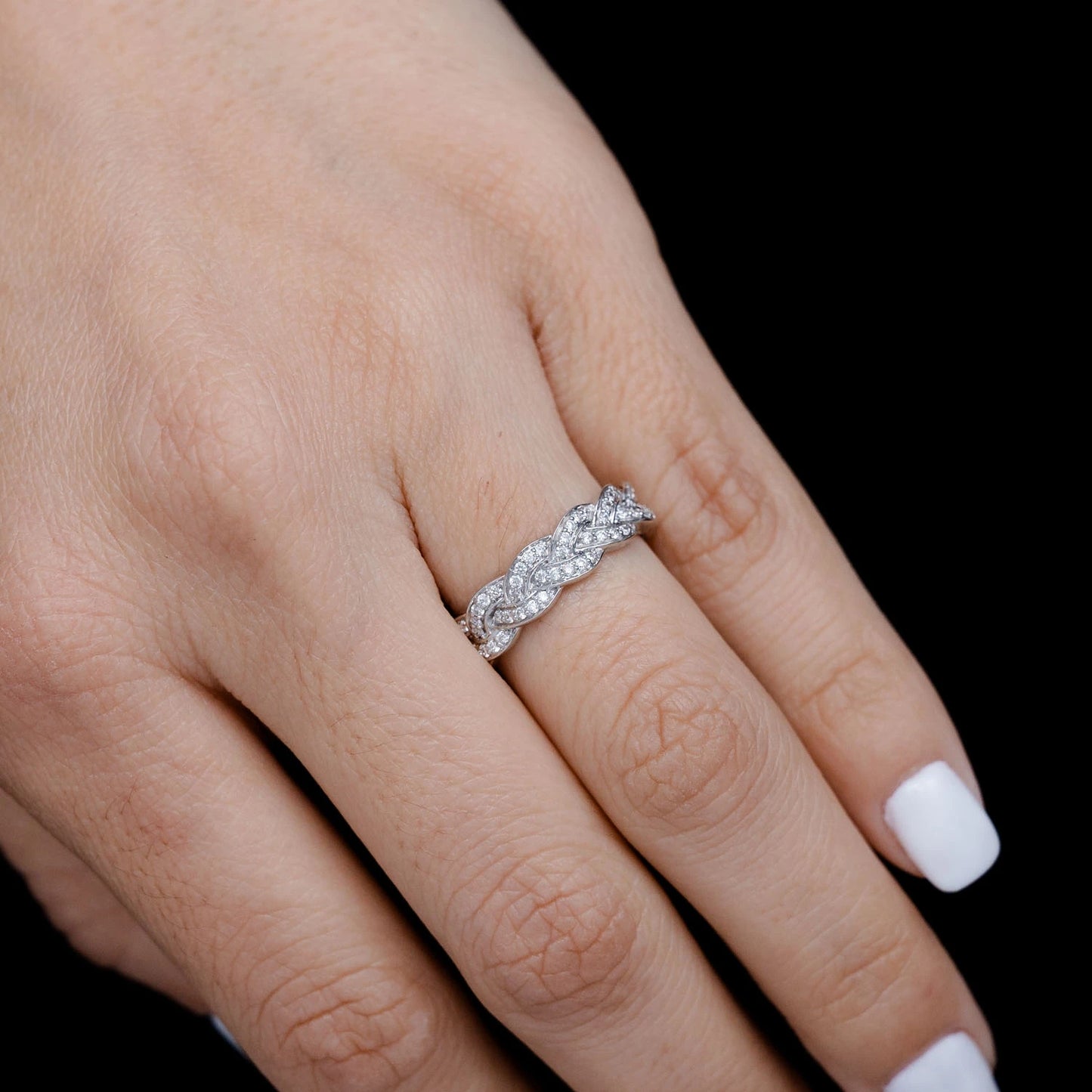 Braided Diamond Band Ring