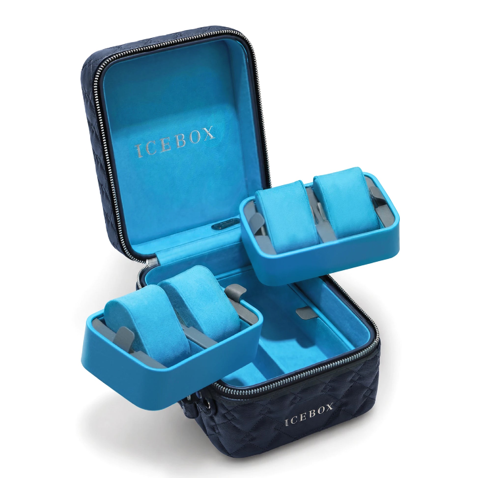 Icebox Medium Traveler Case in navy, 4-watch capacity, detail view 2