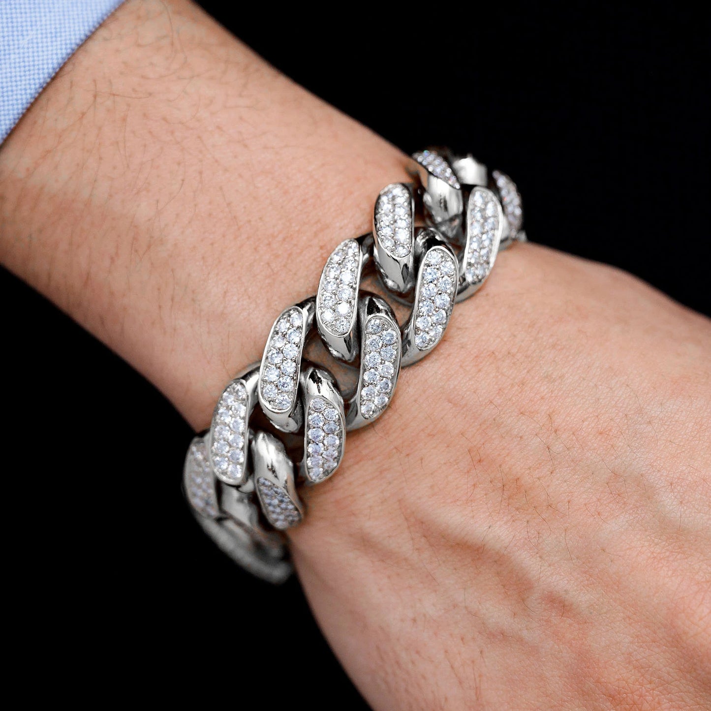 Two Row Diamond Miami Cuban Link Bracelet