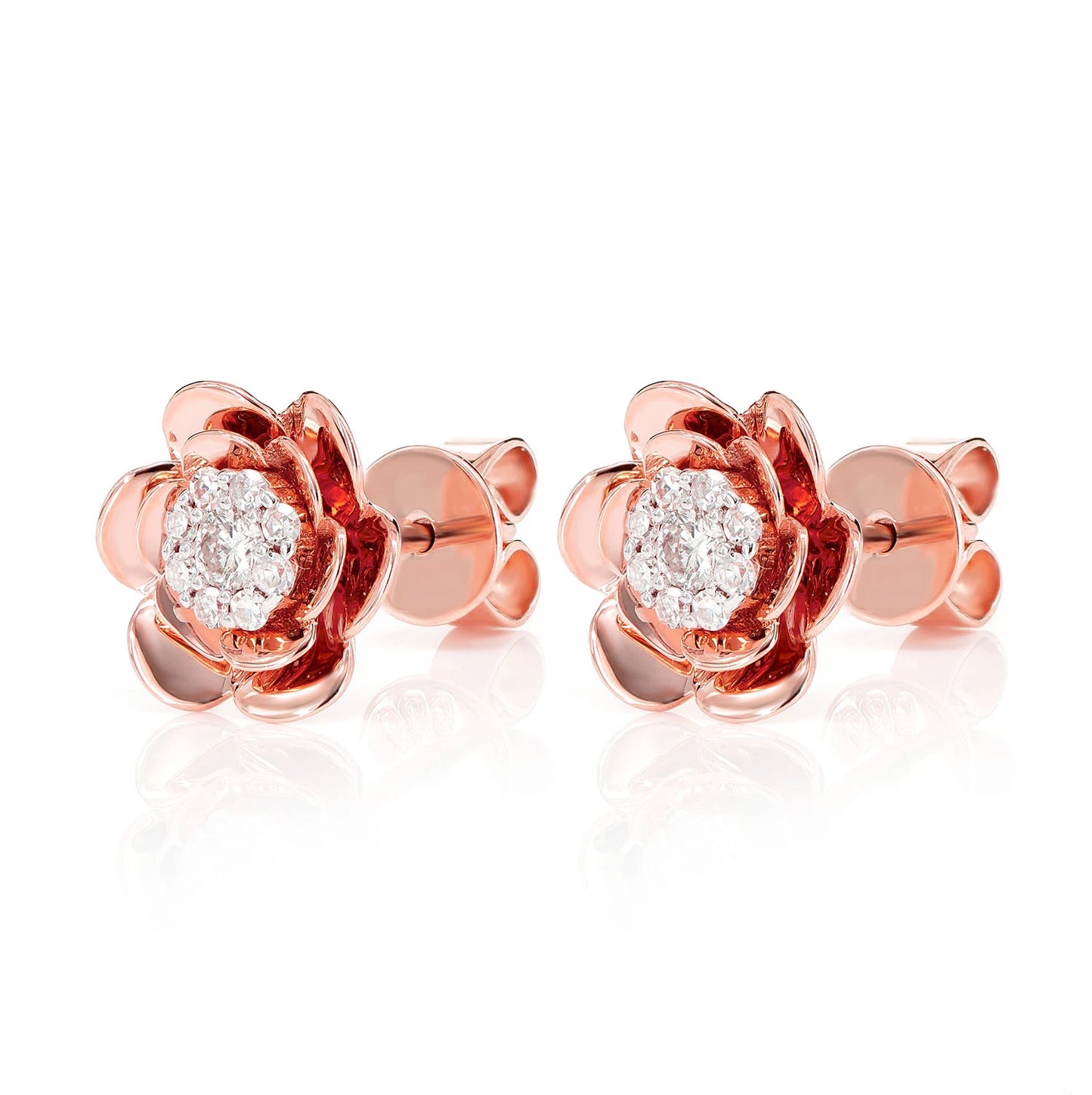 Bloomed Flower Diamond Cluster Stud Earrings