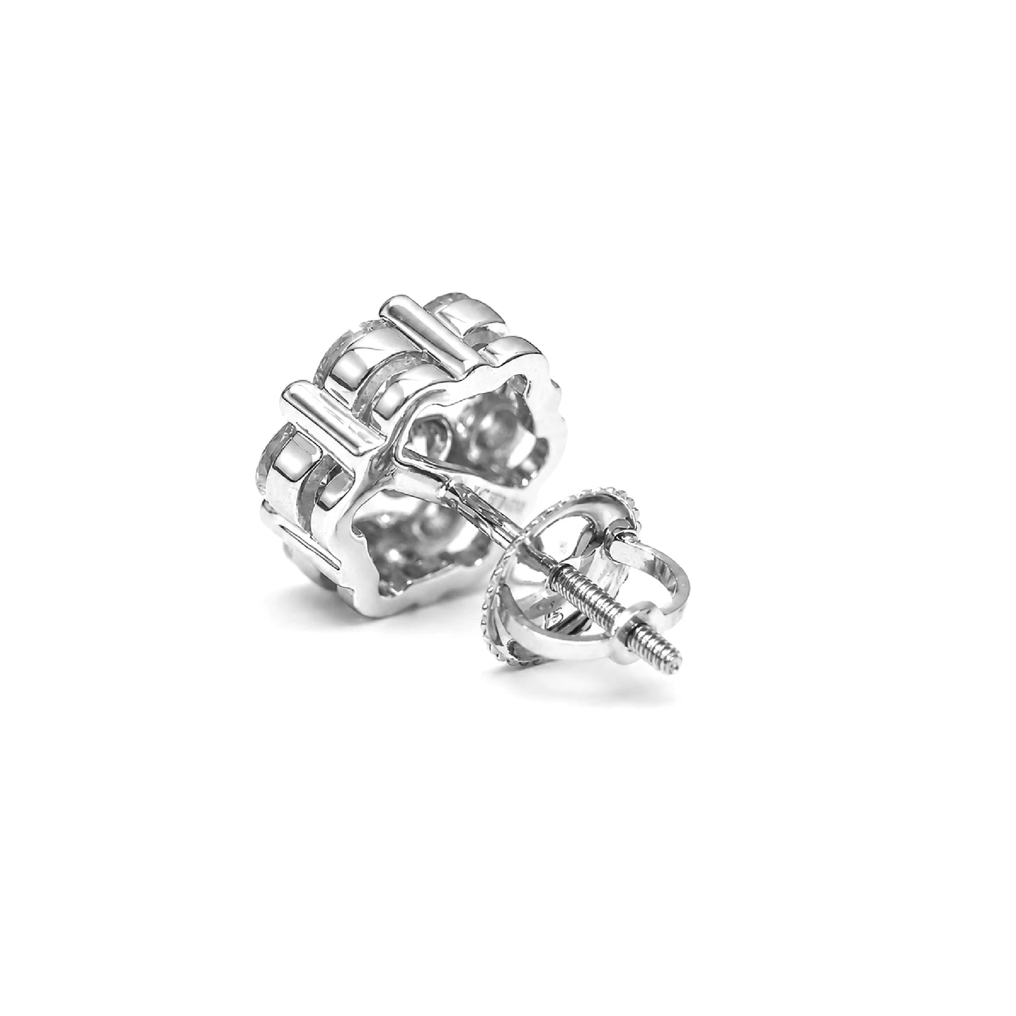 Flower Diamond Studs in 14K white gold, 2.00ctw, side view