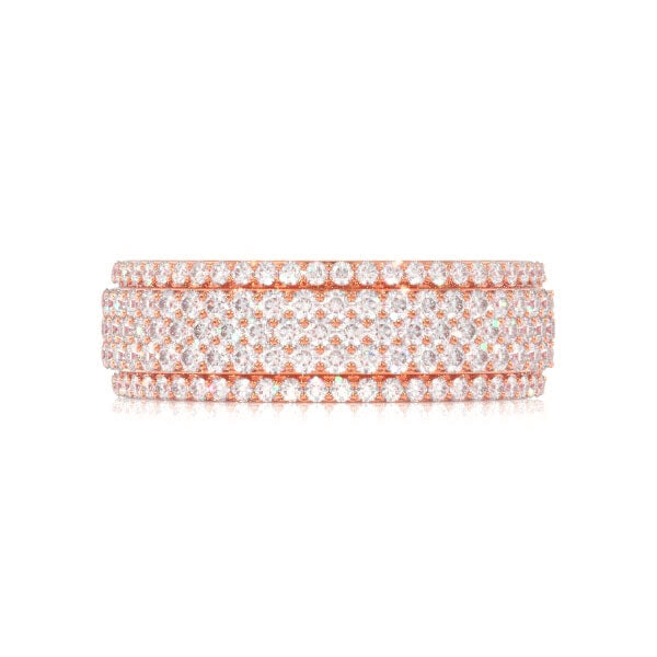 Multi Row Pavé Diamond Band in 14K rose gold, front view