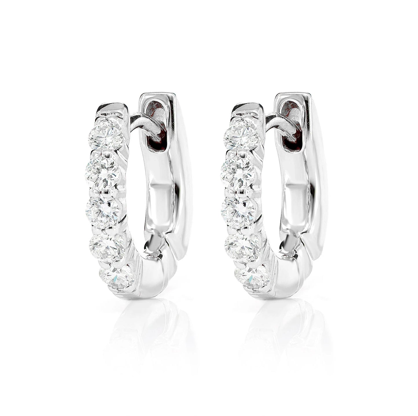 3pt Diamond Scallop Huggie Hoop Earrings