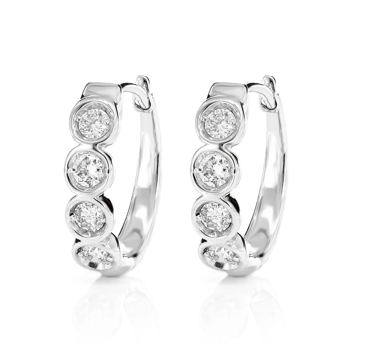 Diamond Solitaire Bezel Hoop Earrings