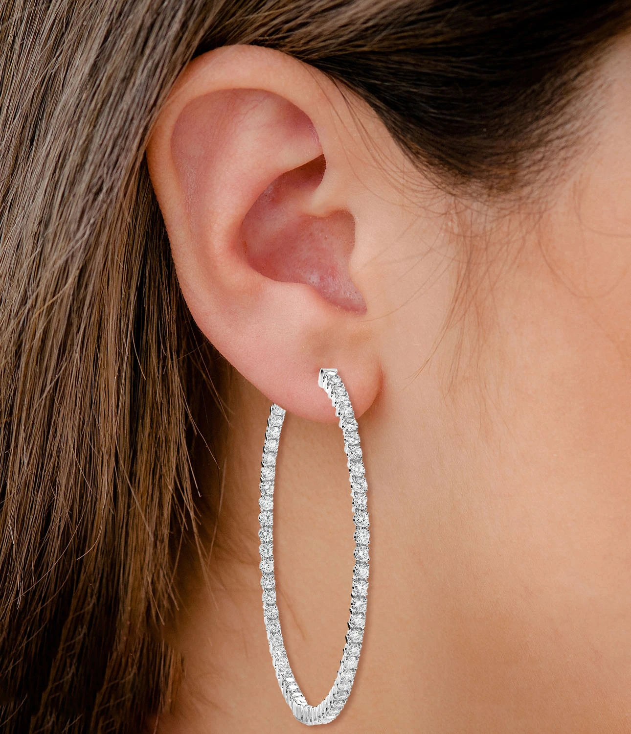 Large Diamond Inside Outside Hoop Earrings