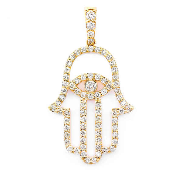 Outlined Hamsa Diamond Pendant