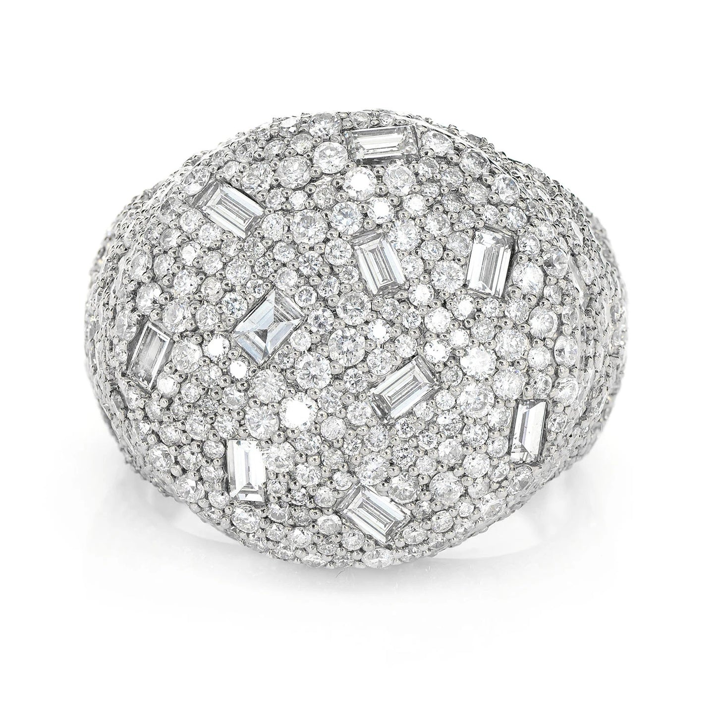 Round Gypsy Baguette Diamond Signet Ring