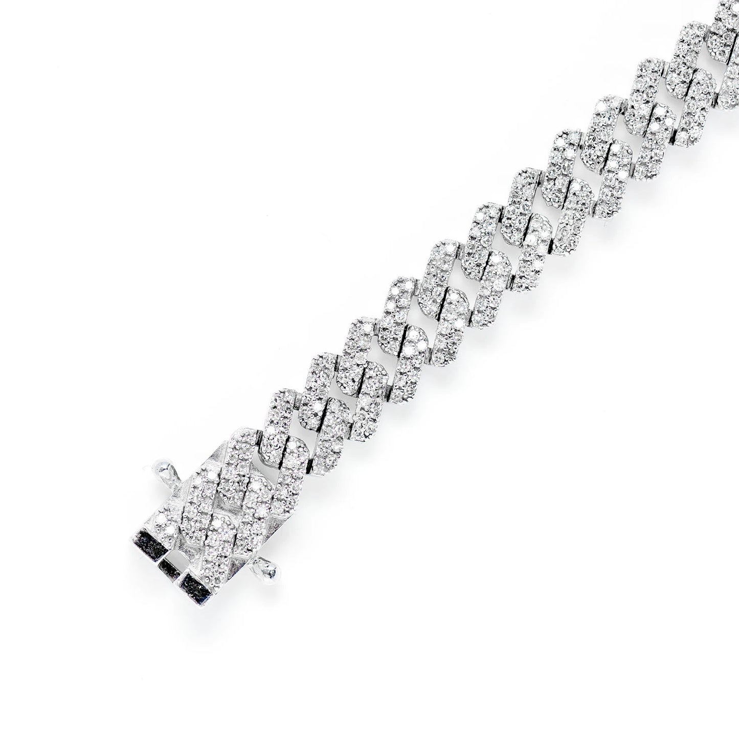 Sterling Silver 12.4mm Raised Miami Cuban Diamond Bracelet
