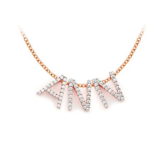 Letter & Number Pendant in 14K rose gold, front view