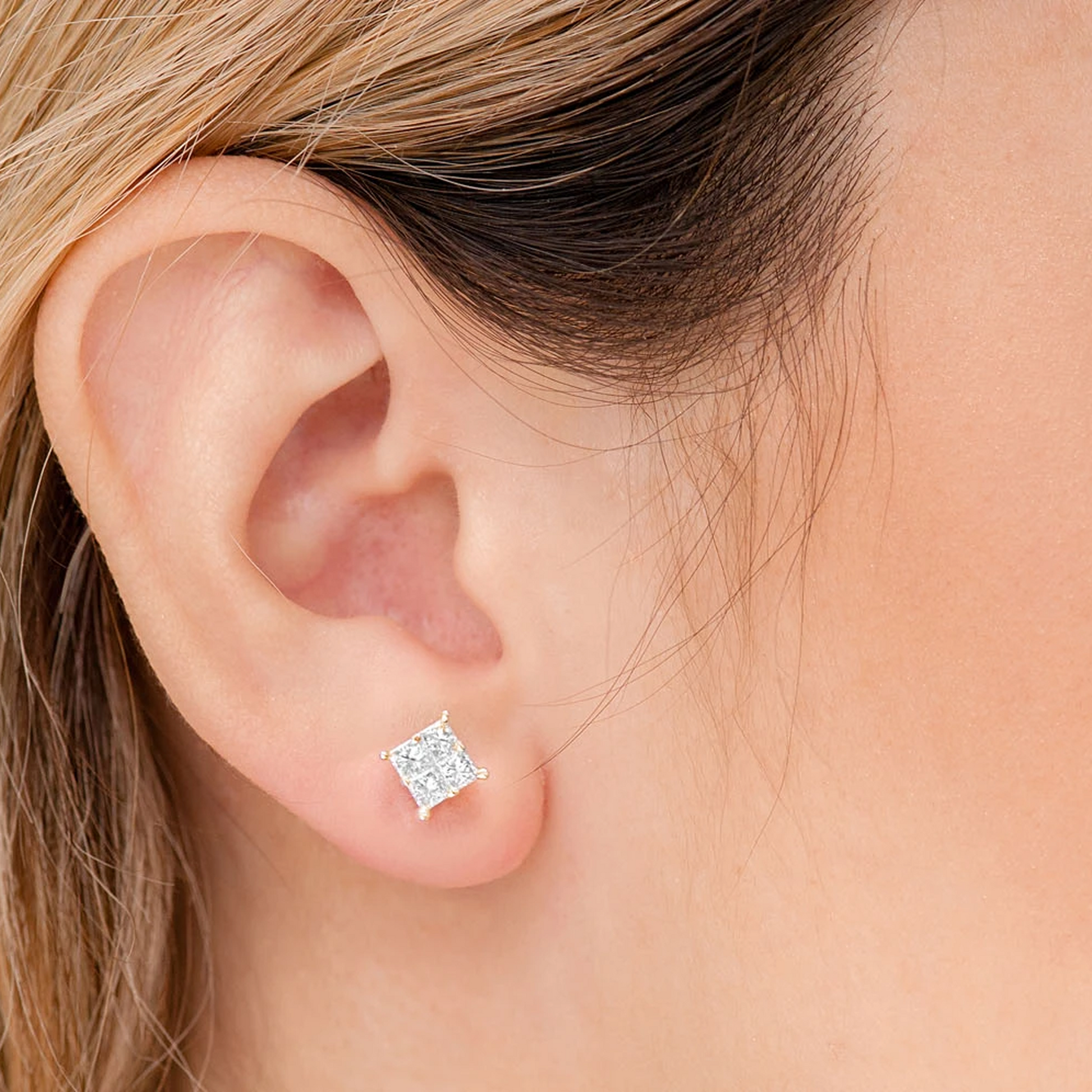 Quad Diamond Studs in 14K white gold, 1.00ctw, alternate view