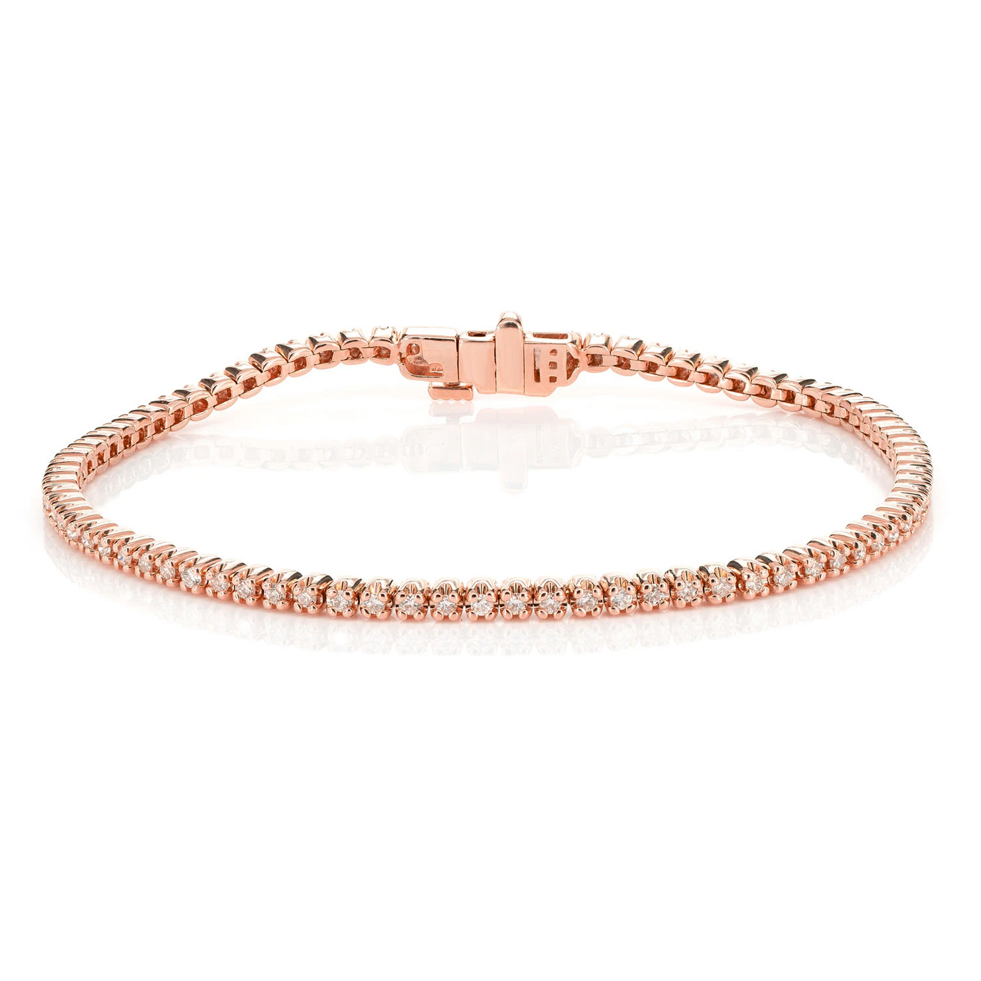 Crown Set Diamond Tennis Bracelet in 14K rose gold, 0.5pt / 1.00ctw, front view