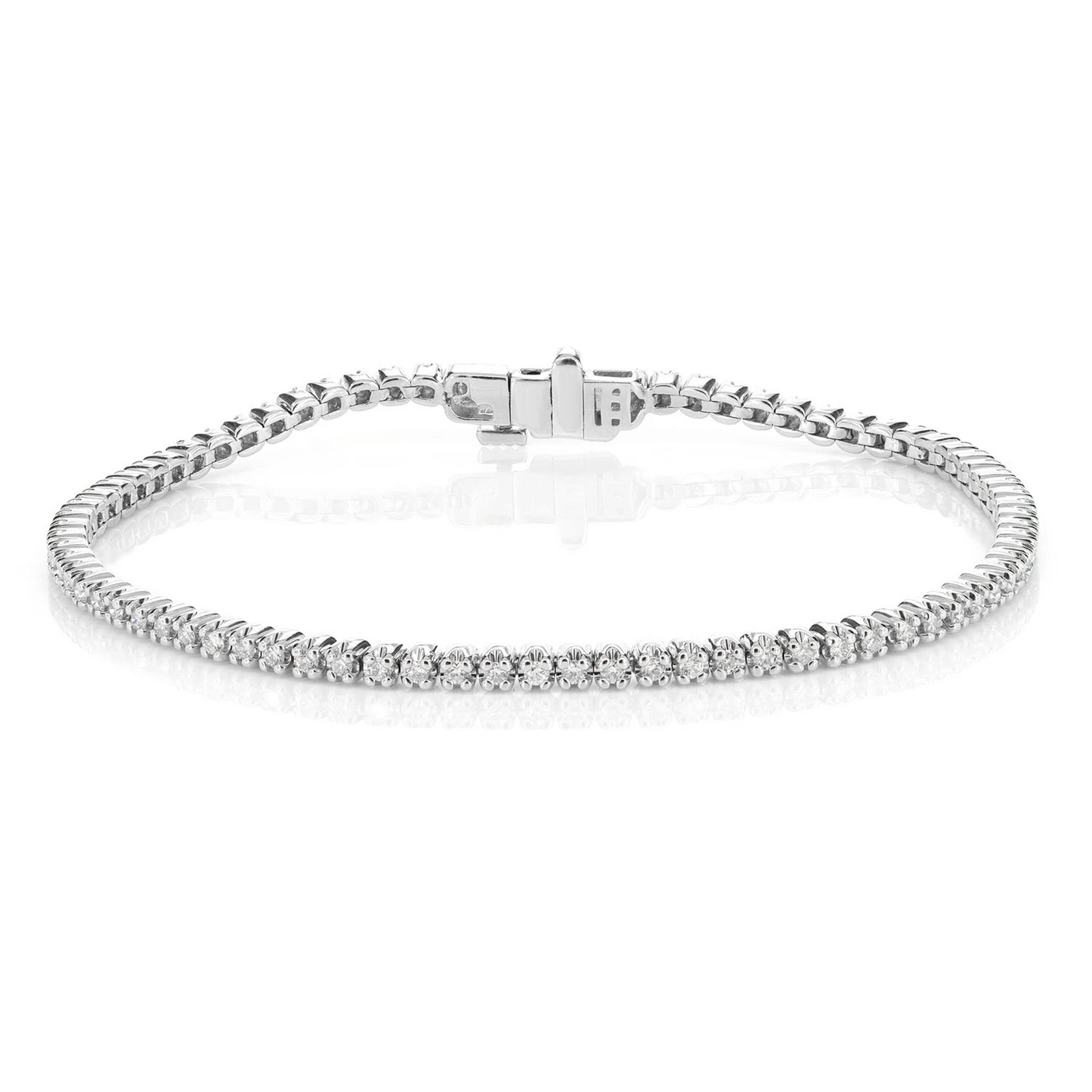 Crown Set Diamond Tennis Bracelet in 14K white gold, 0.5pt / 1.00ctw, front view