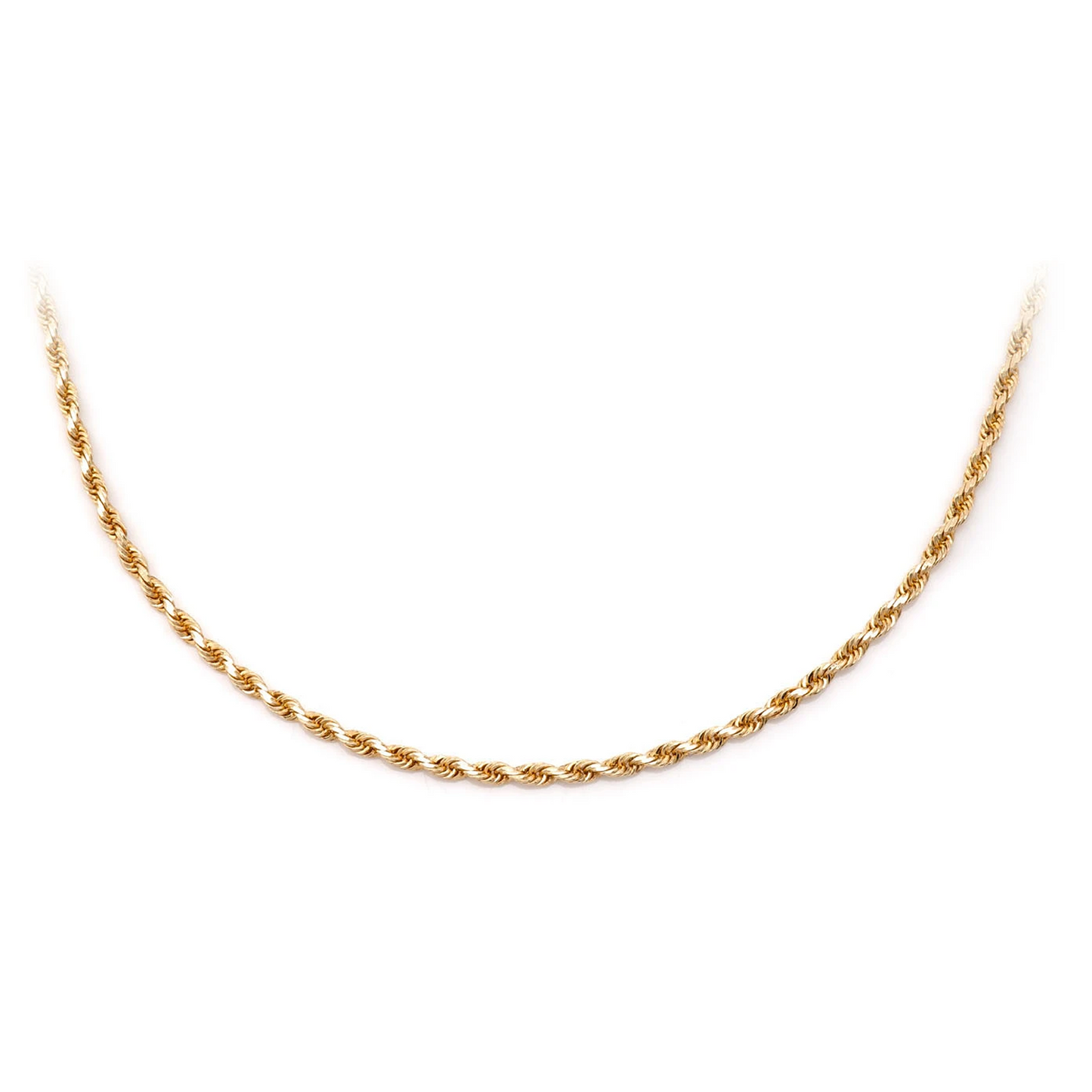 Rope Gold Chain in 14K yellow gold, 1.5mm width, front view