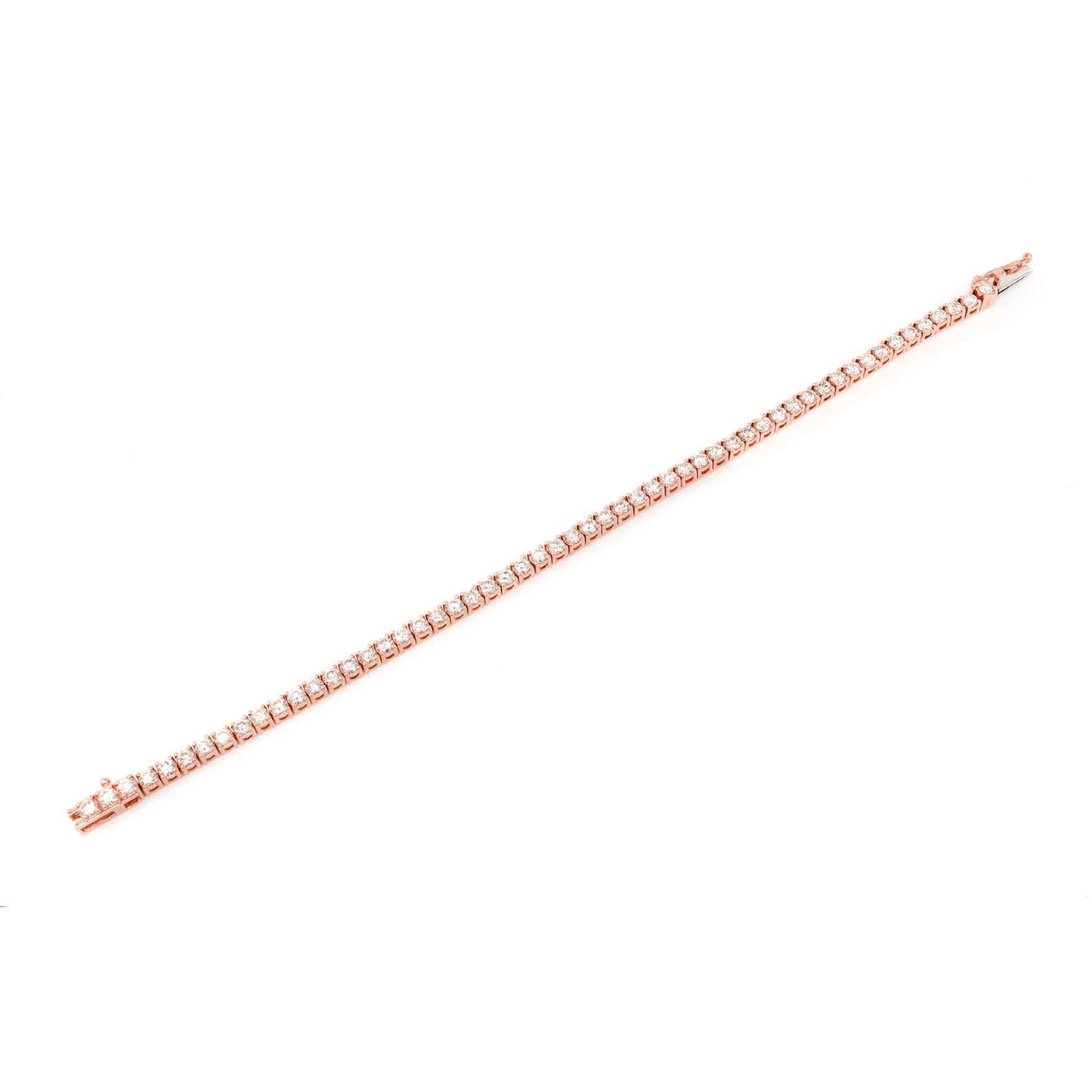 Prong Diamond Tennis Bracelet in 14K rose gold, 10pt / 4.50ctw, full-length view