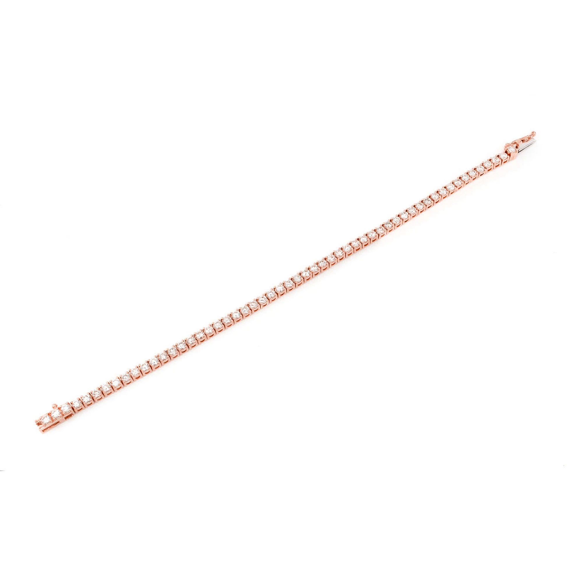 Prong Diamond Tennis Bracelet in 14K rose gold, 10pt / 4.50ctw, full-length view