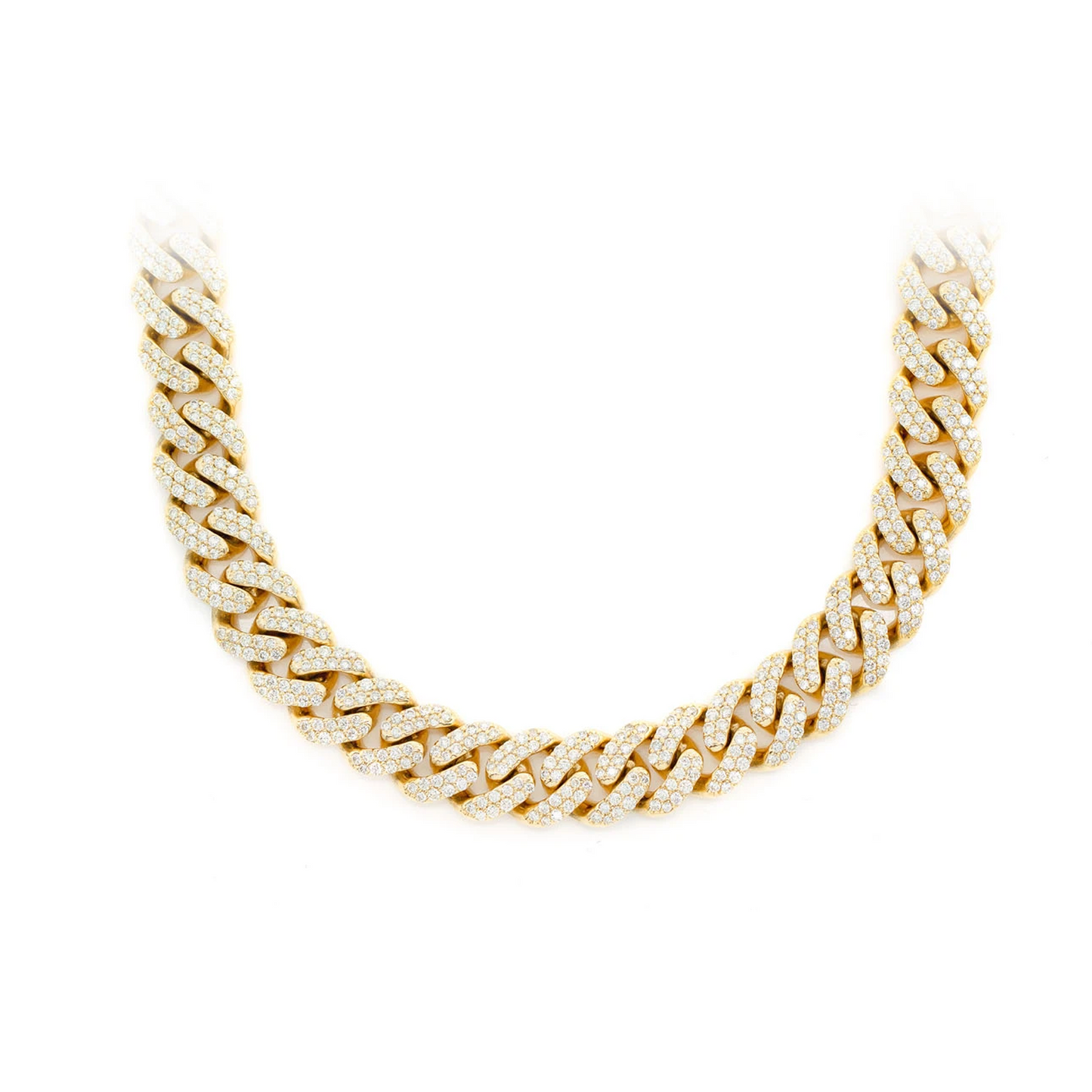 Iced Miami Cuban Necklace in 14K yellow gold, 10mm / 14.00ctw width, front view