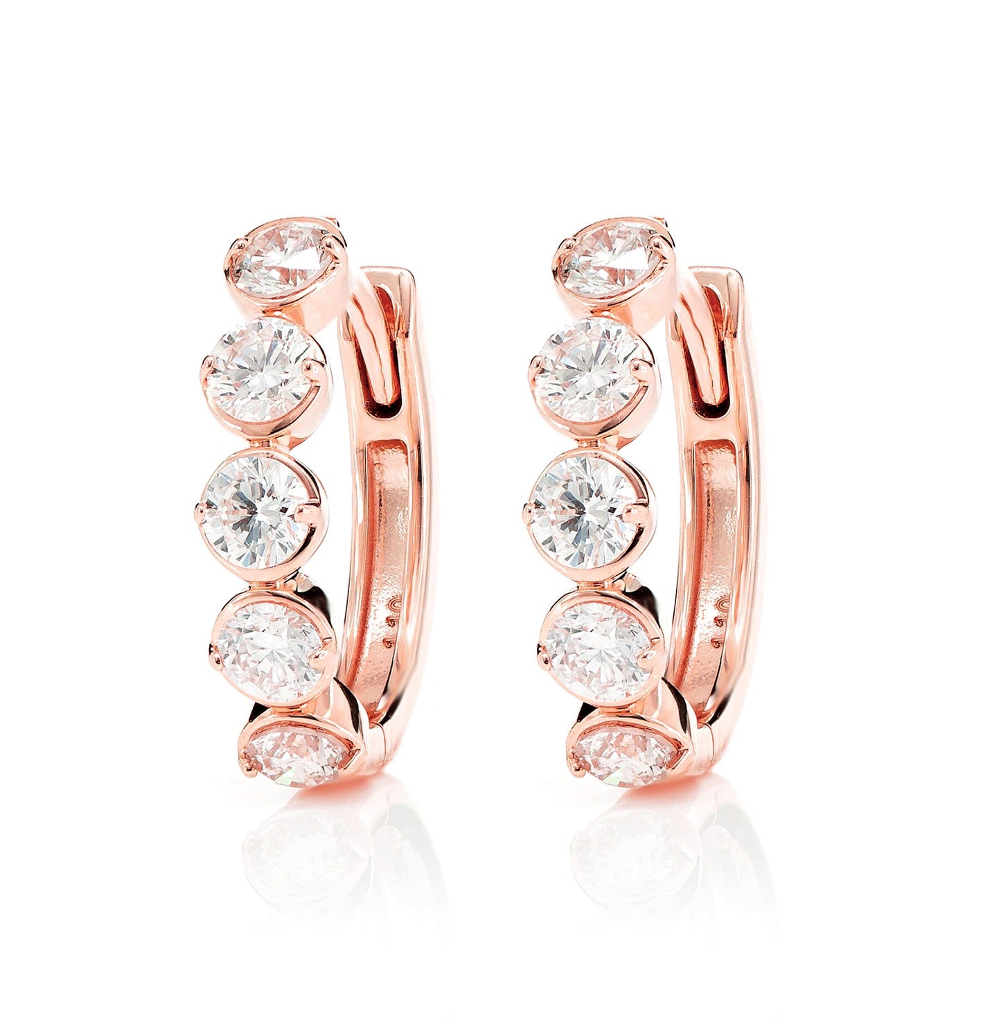 Semi Bezel Diamond Hoop Earrings