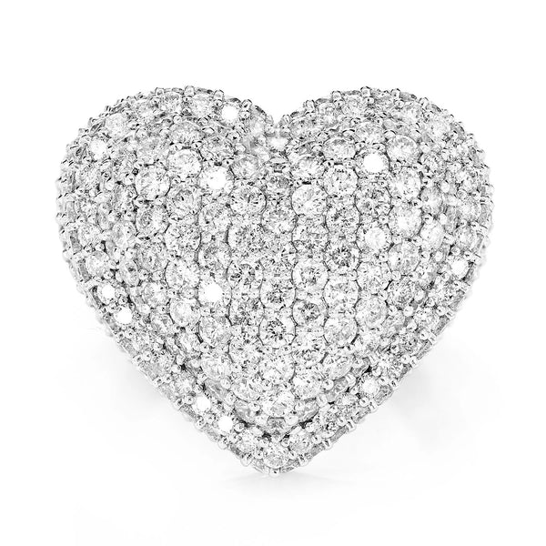 Bubbly Heart Signet Diamond Ring