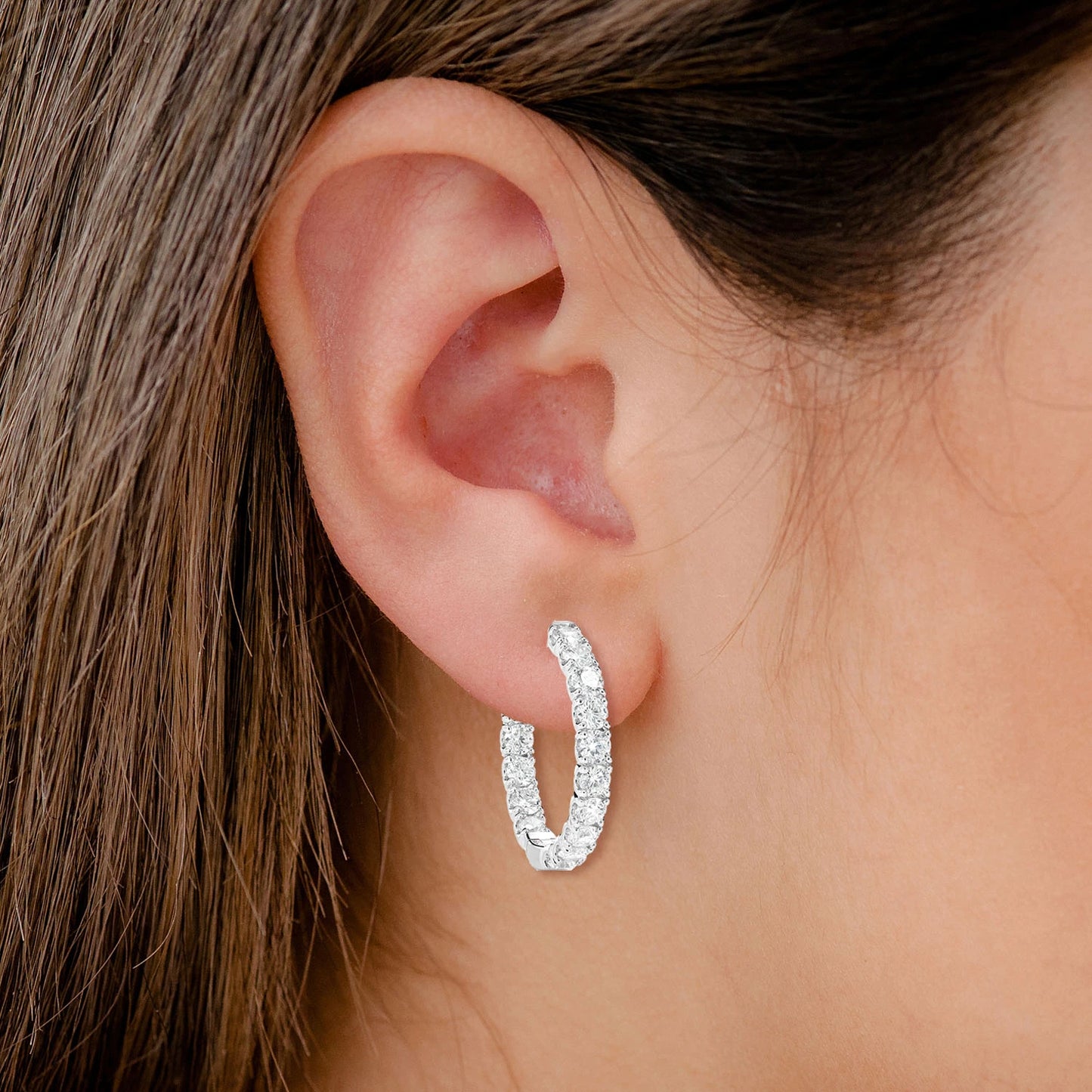 25pt Diamond Inside Outside Hoop Earrings