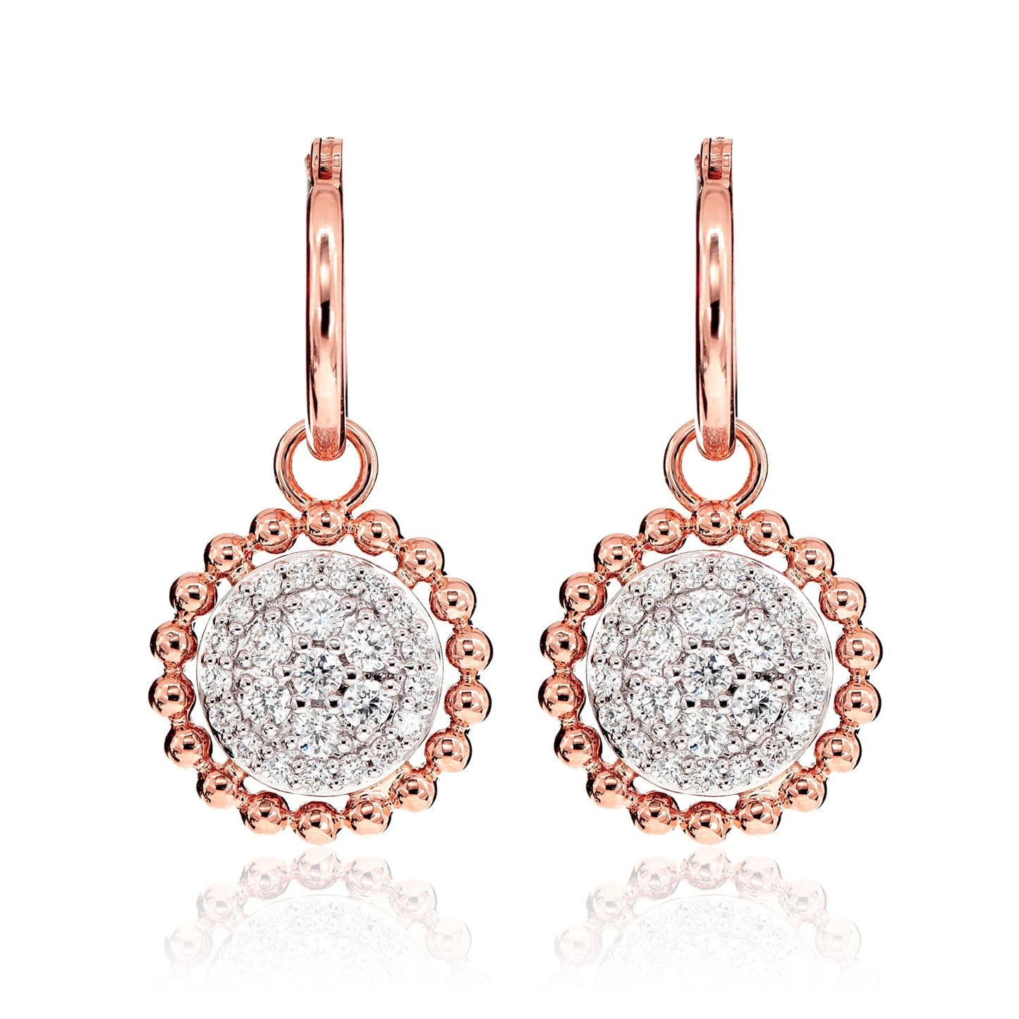 Dangling Diamond Halo Cluster Earrings