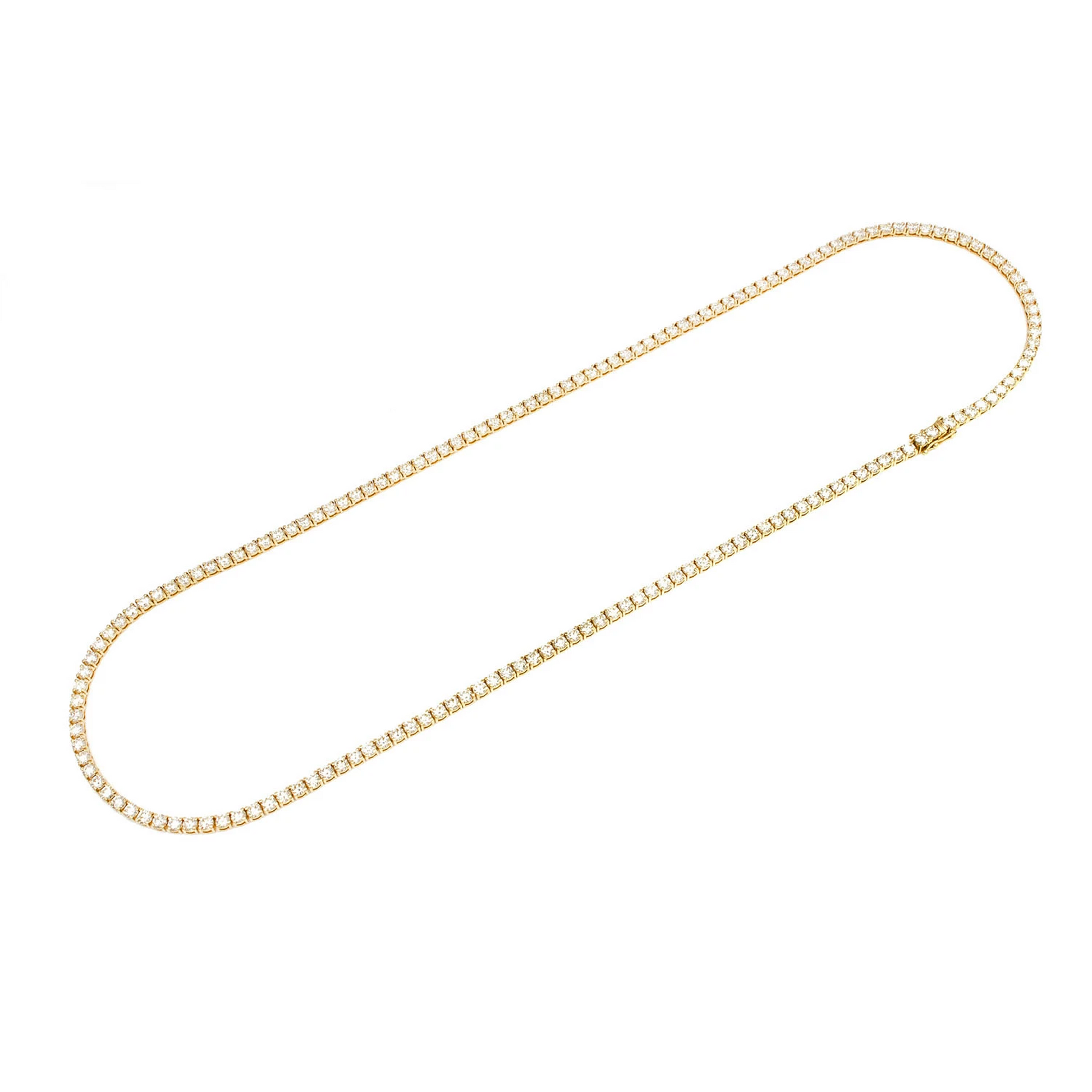 Prong Diamond Tennis Necklace in 14K yellow gold, 15pt / 22.00ctw, detail view