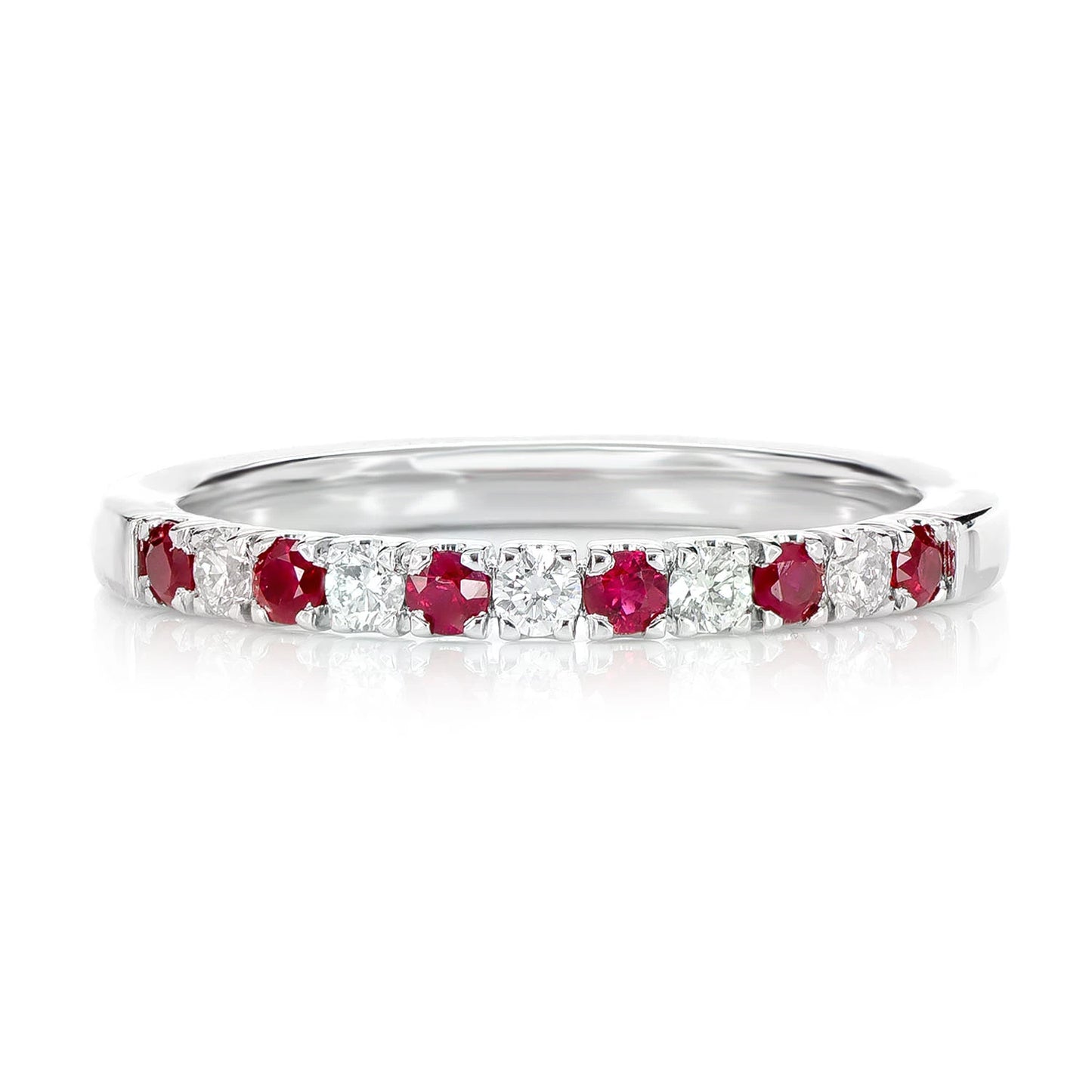 Ruby and Diamond Alternating Band Ring