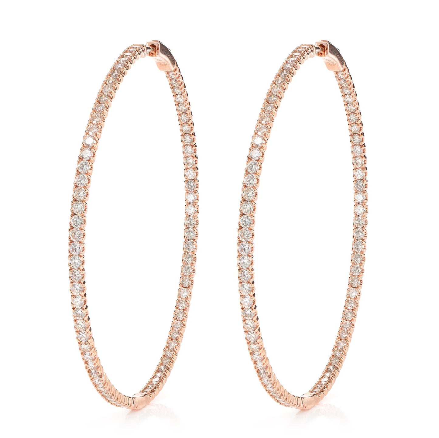 Large Inside Outside Diamond Hoop Earrings