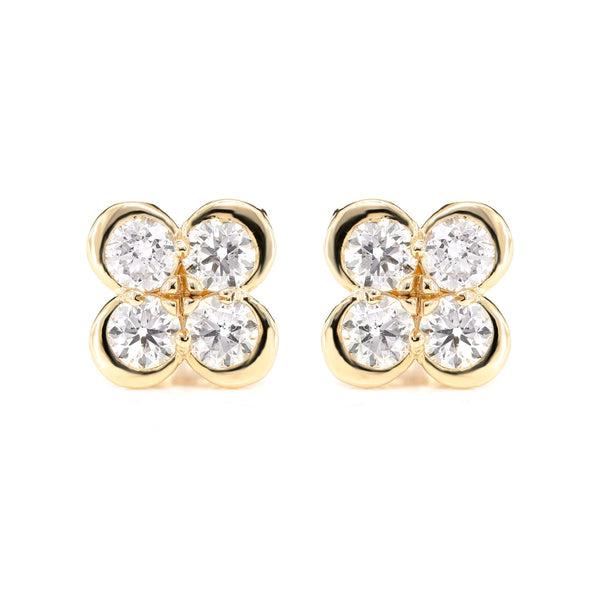 Diamond Bezel Clover Stud Earrings