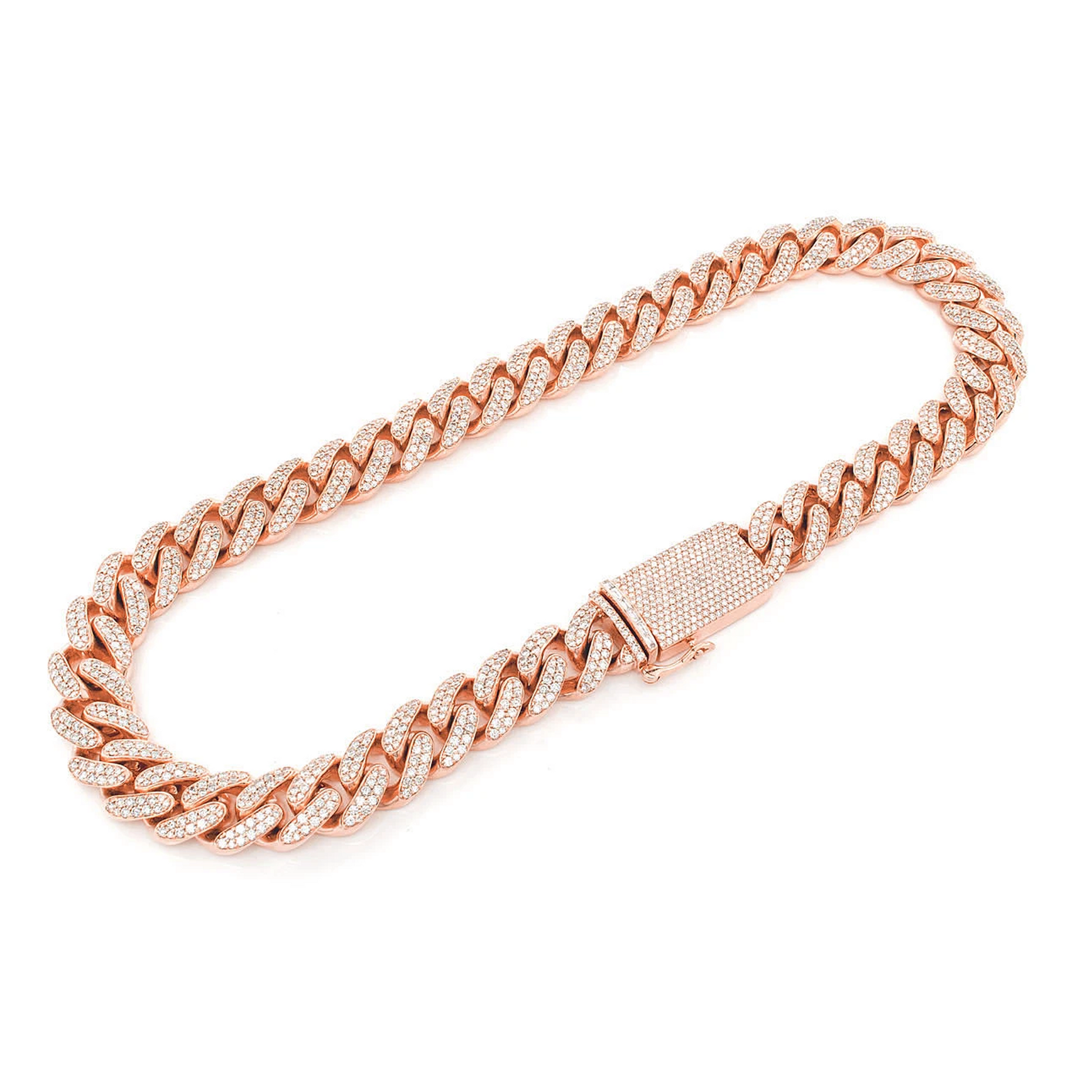 Iced Miami Cuban Necklace in 14K rose gold, 18mm / 37ctw width, alternate view