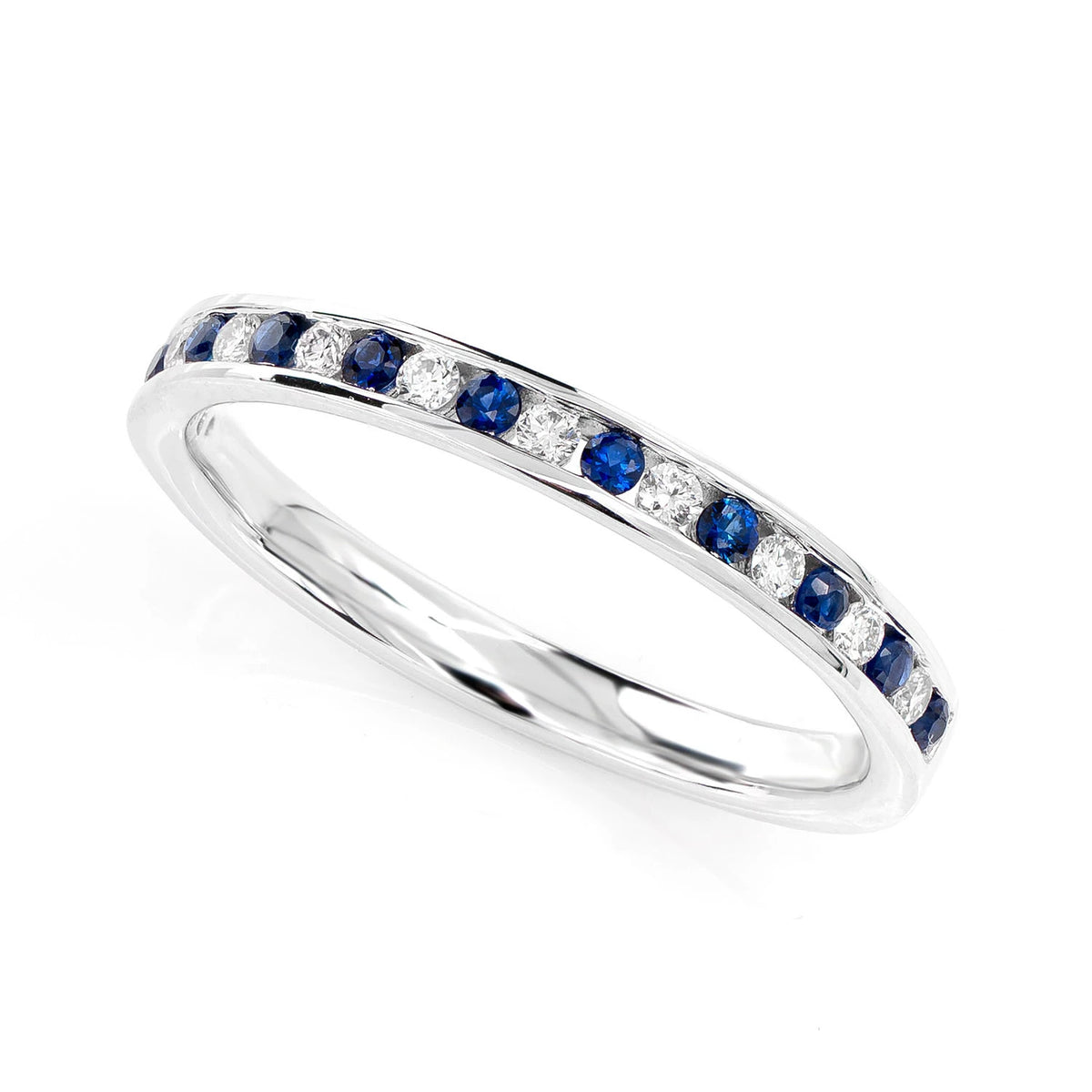 Sapphire and Diamond Channel Set Band Ring