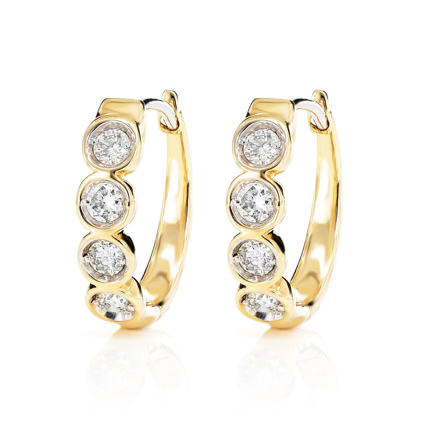 Diamond Solitaire Bezel Hoop Earrings