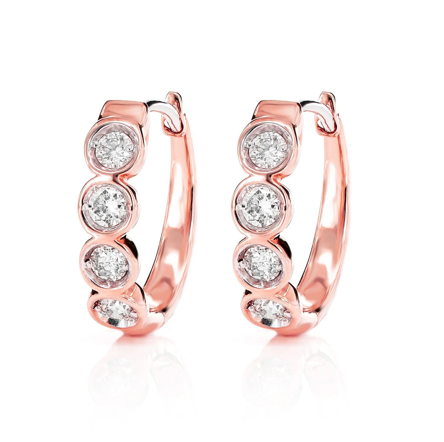 Diamond Solitaire Bezel Hoop Earrings
