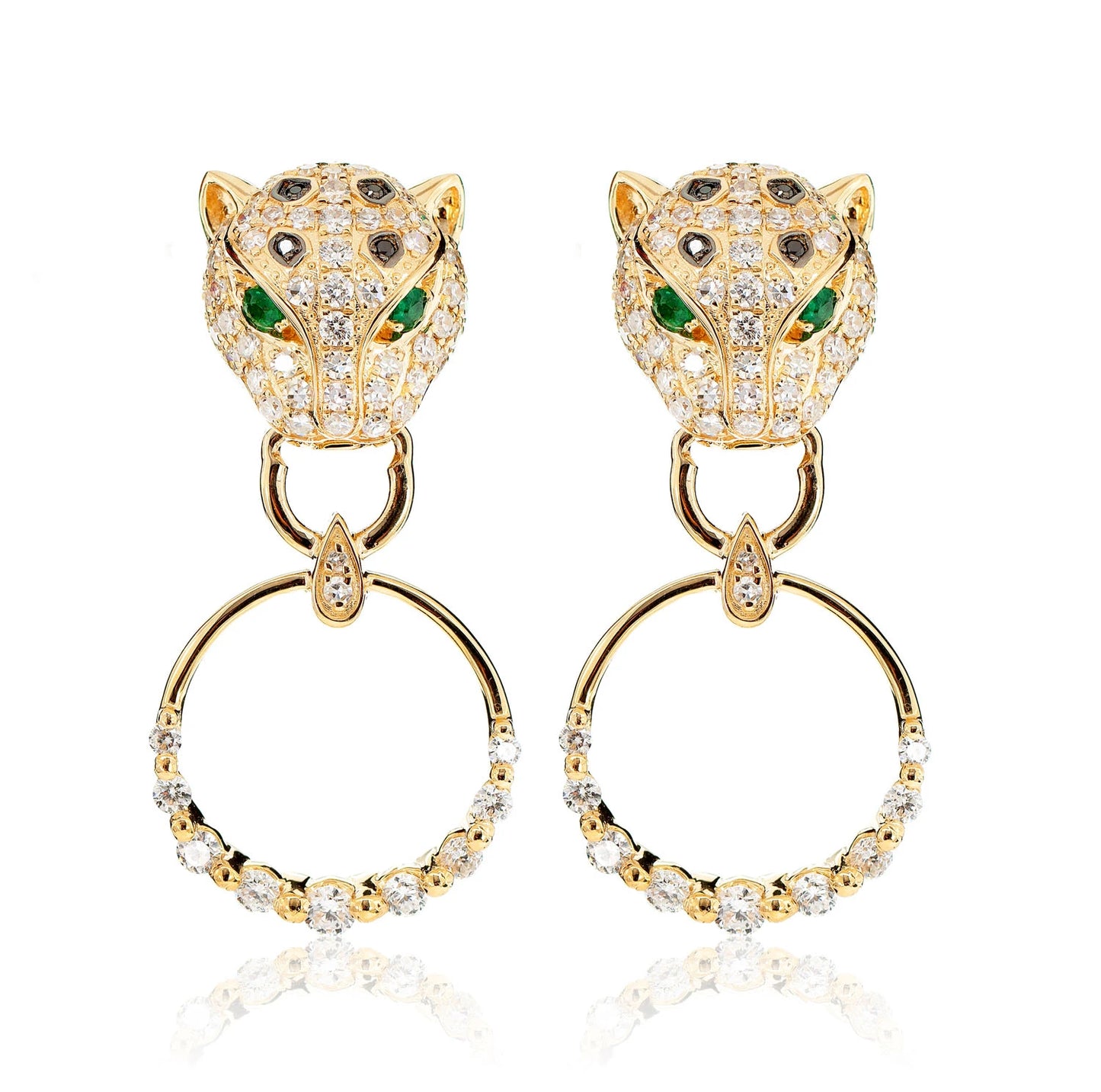 Diamond Leopard Hoop Earrings