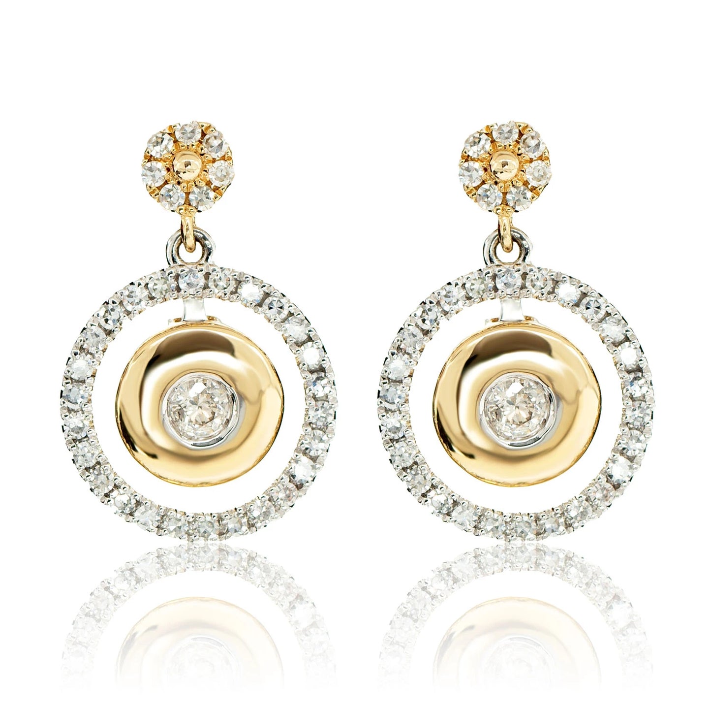 Dangling Diamond Eclipse Halo Earrings
