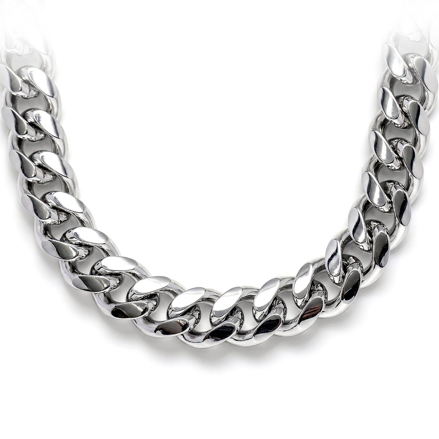 Sterling Silver Cuban Chain in 925 sterling silver, 8.5mm width, front view