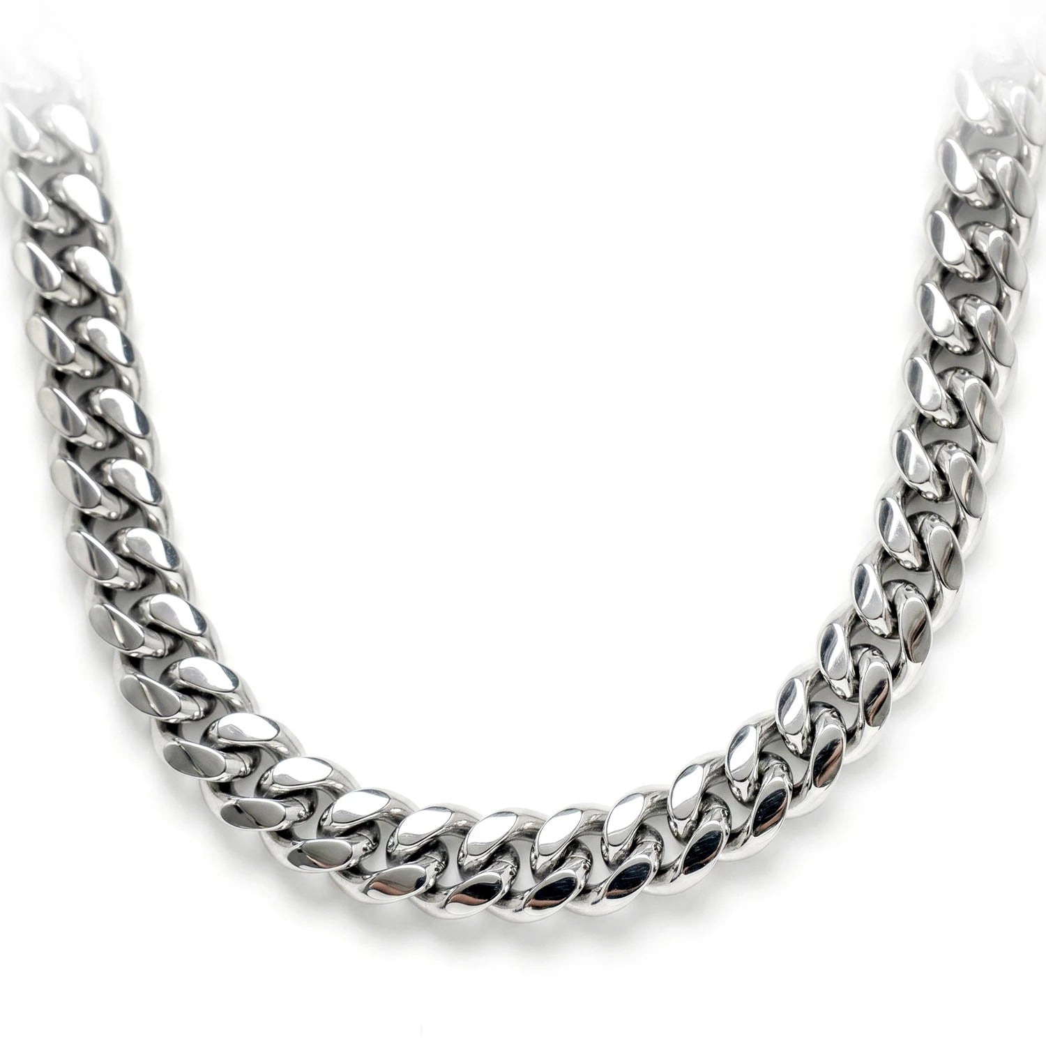 Sterling Silver Cuban Chain in 925 sterling silver, 6mm width, front view