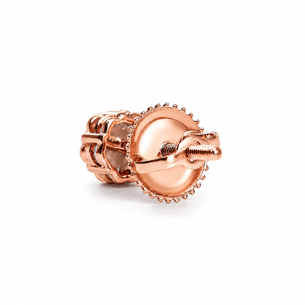 Flower Diamond Studs in 14K rose gold, 0.50ctw, side view