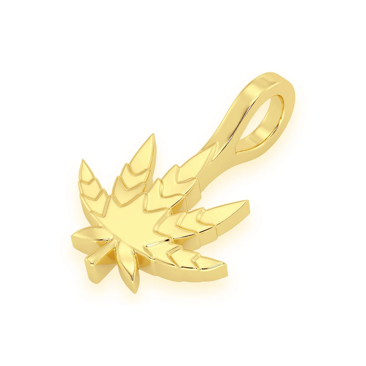 Cannabis Leaf Diamond Pendant in 14K yellow gold, Pure | Solid Gold, detail view