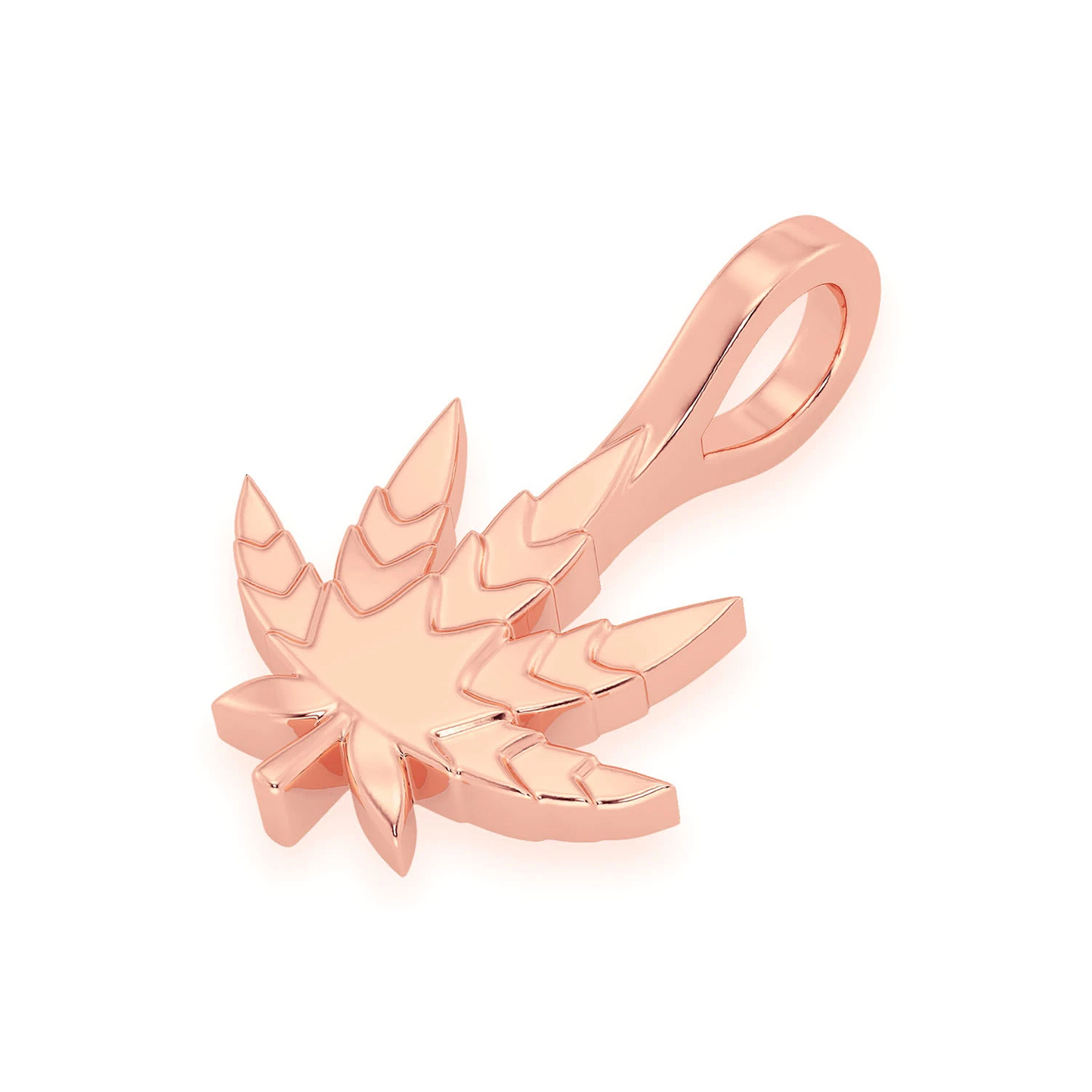 Cannabis Leaf Diamond Pendant in 14K rose gold, Pure | Solid Gold, detail view
