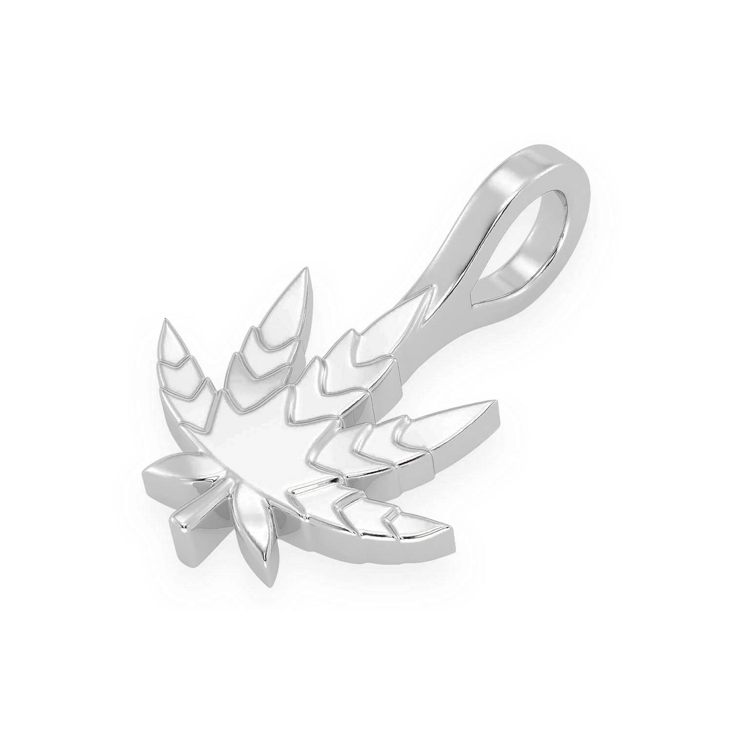 Cannabis Leaf Diamond Pendant in 14K white gold, Pure | Solid Gold, detail view