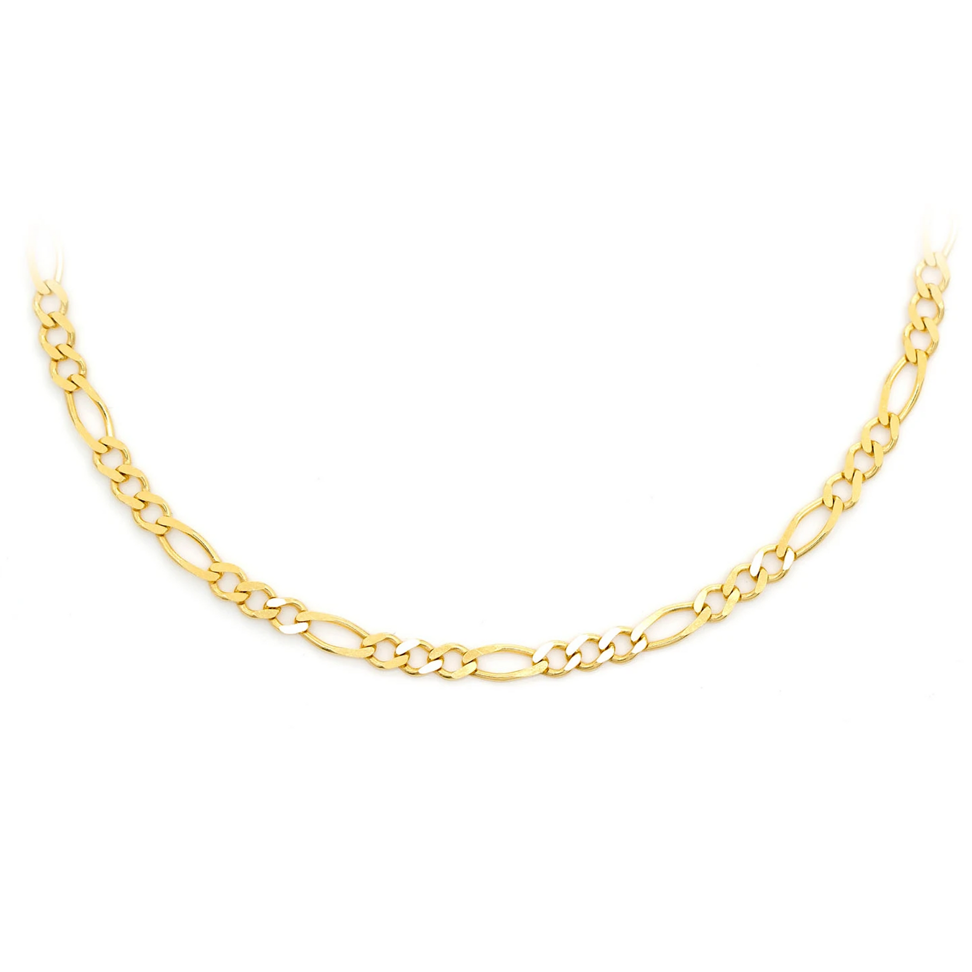 Figaro Gold Chain in 14K yellow gold, 2.5mm width, front view